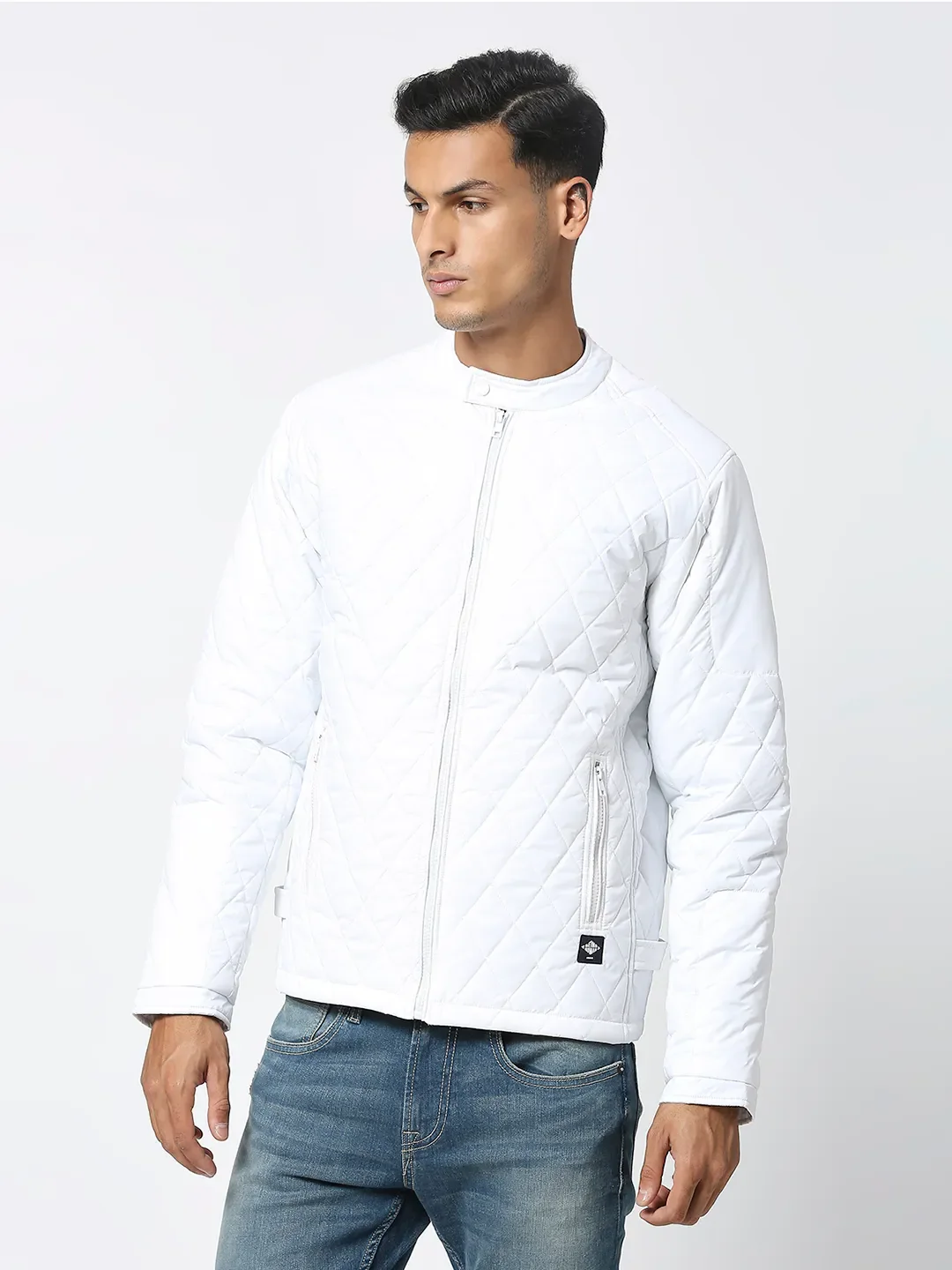 White Regular Fit Long Sleeves Men's Jacket by Being Human Clothing - Image 2