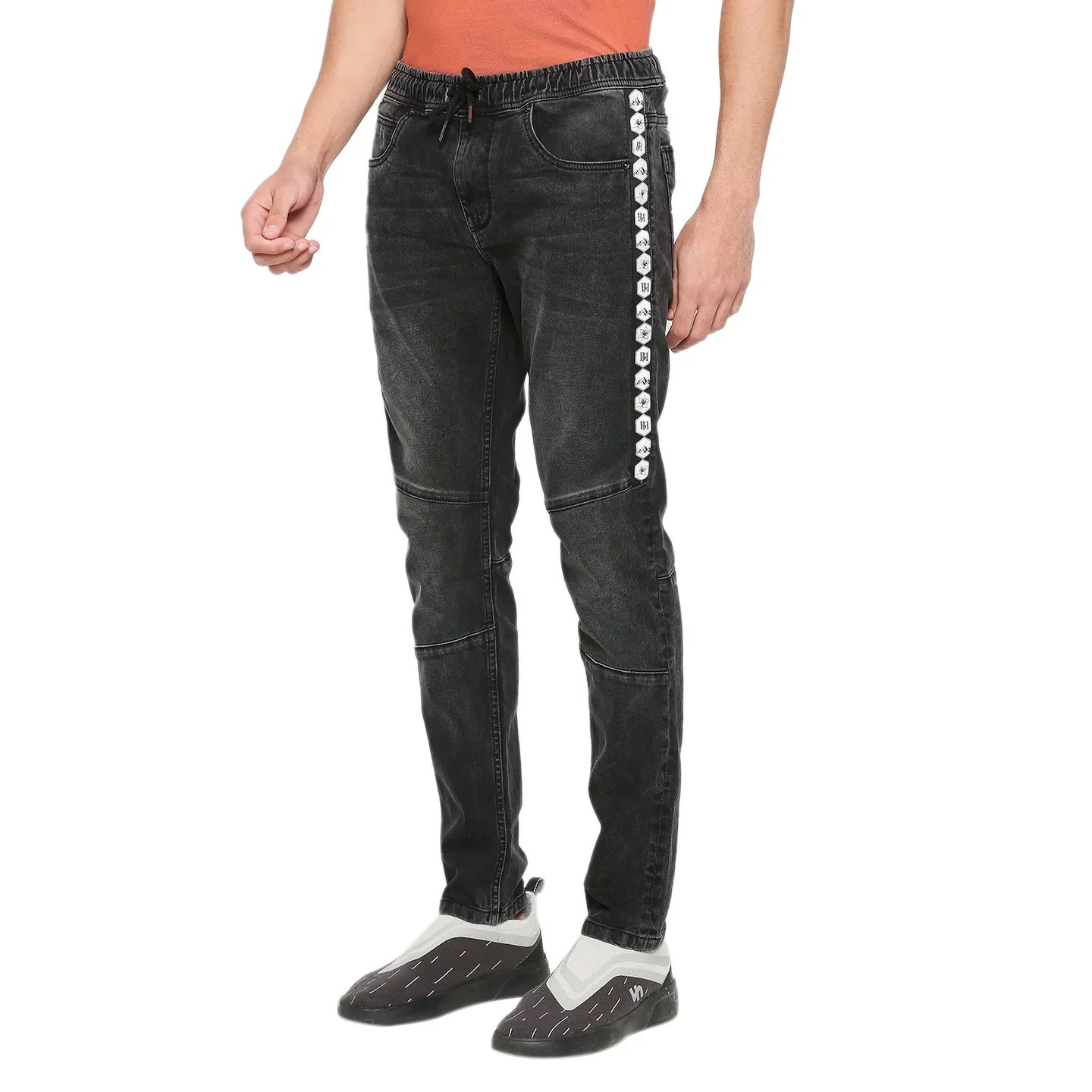 Black Jogger Fit Denims For Men By Being Human Clothing - Image 2