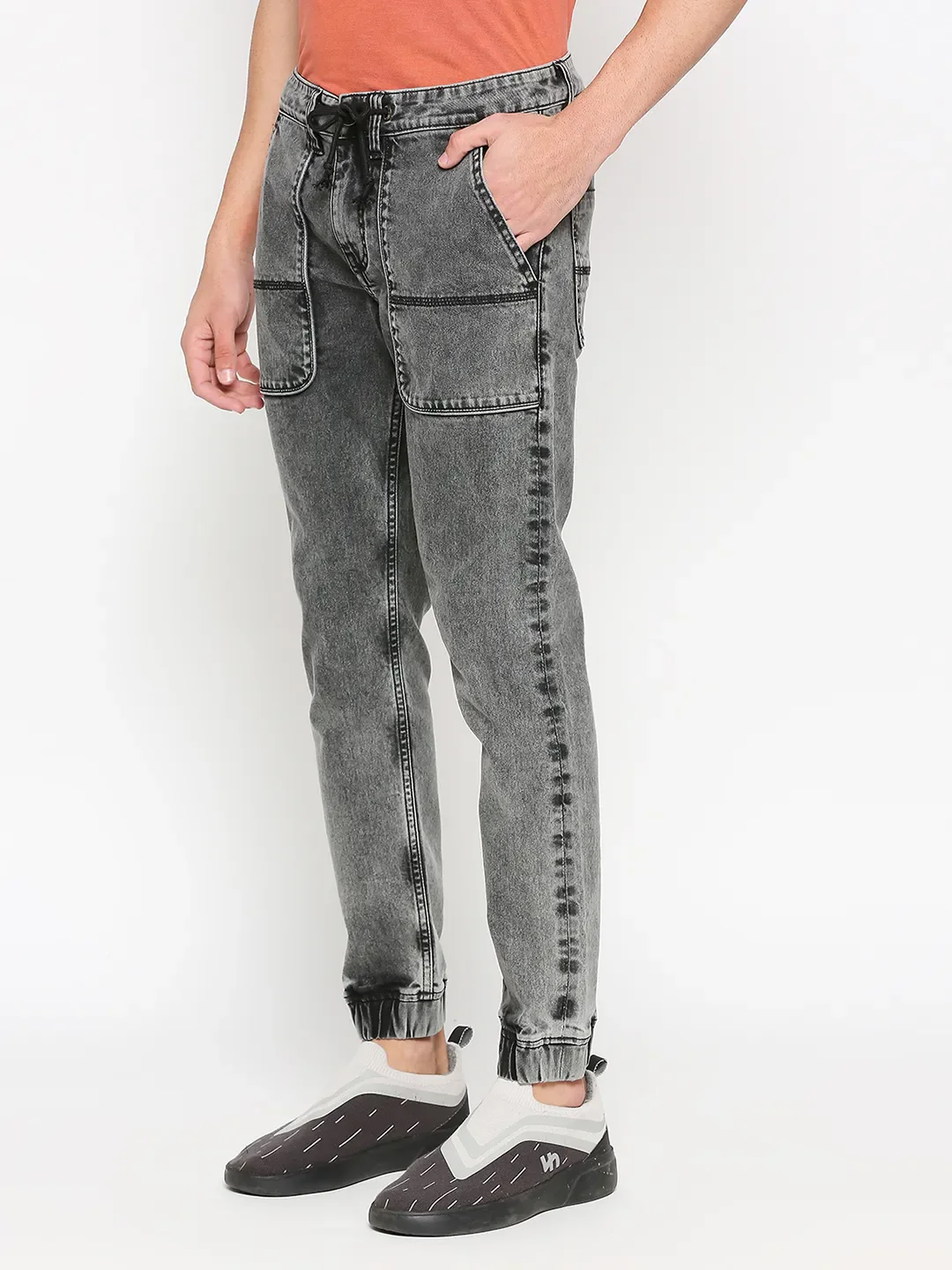 Black Jogger Fit Men's Denims by Being Human Clothing - Image 2