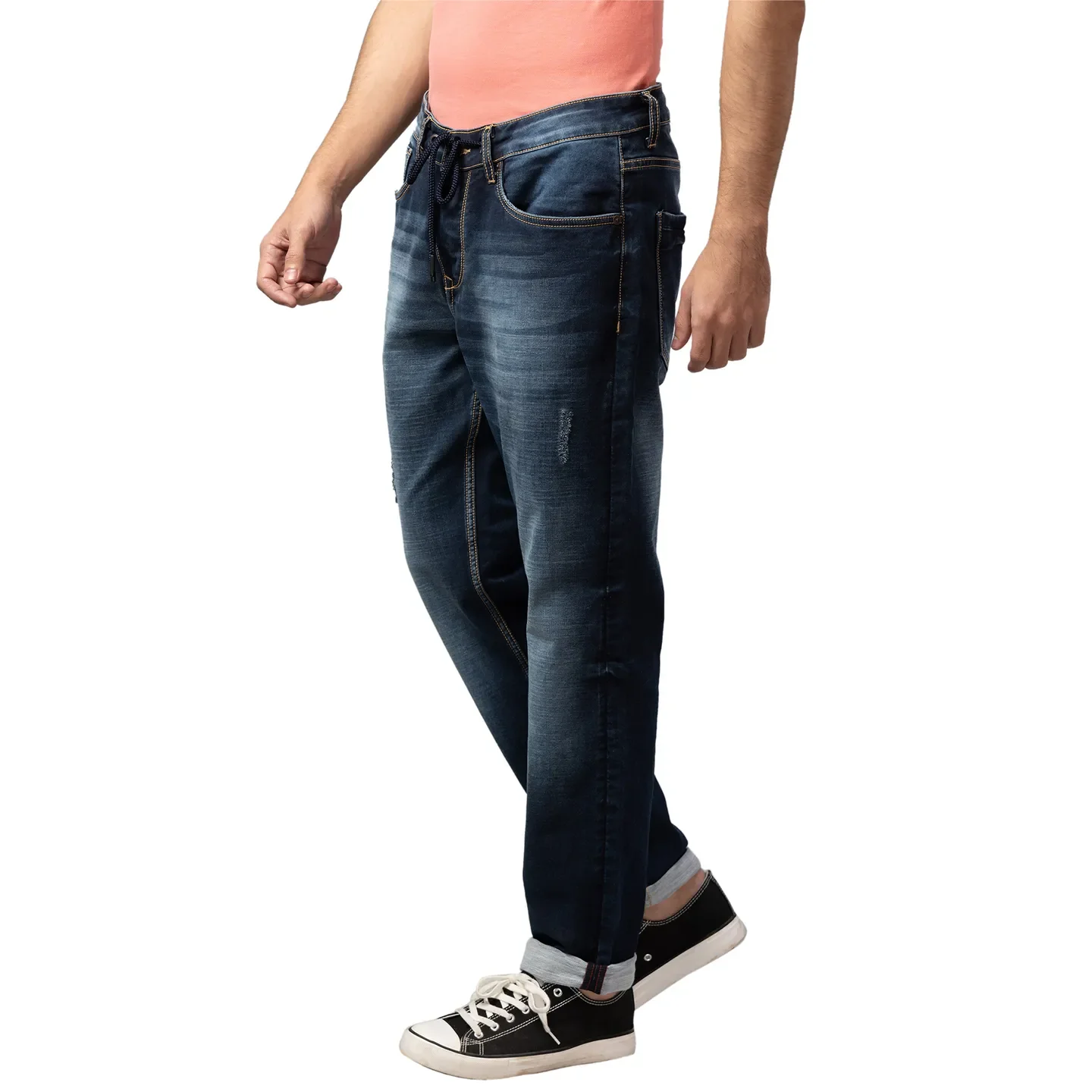 Dark Blue Jogger Fit Denims For Men By Being Human Clothing - Image 4