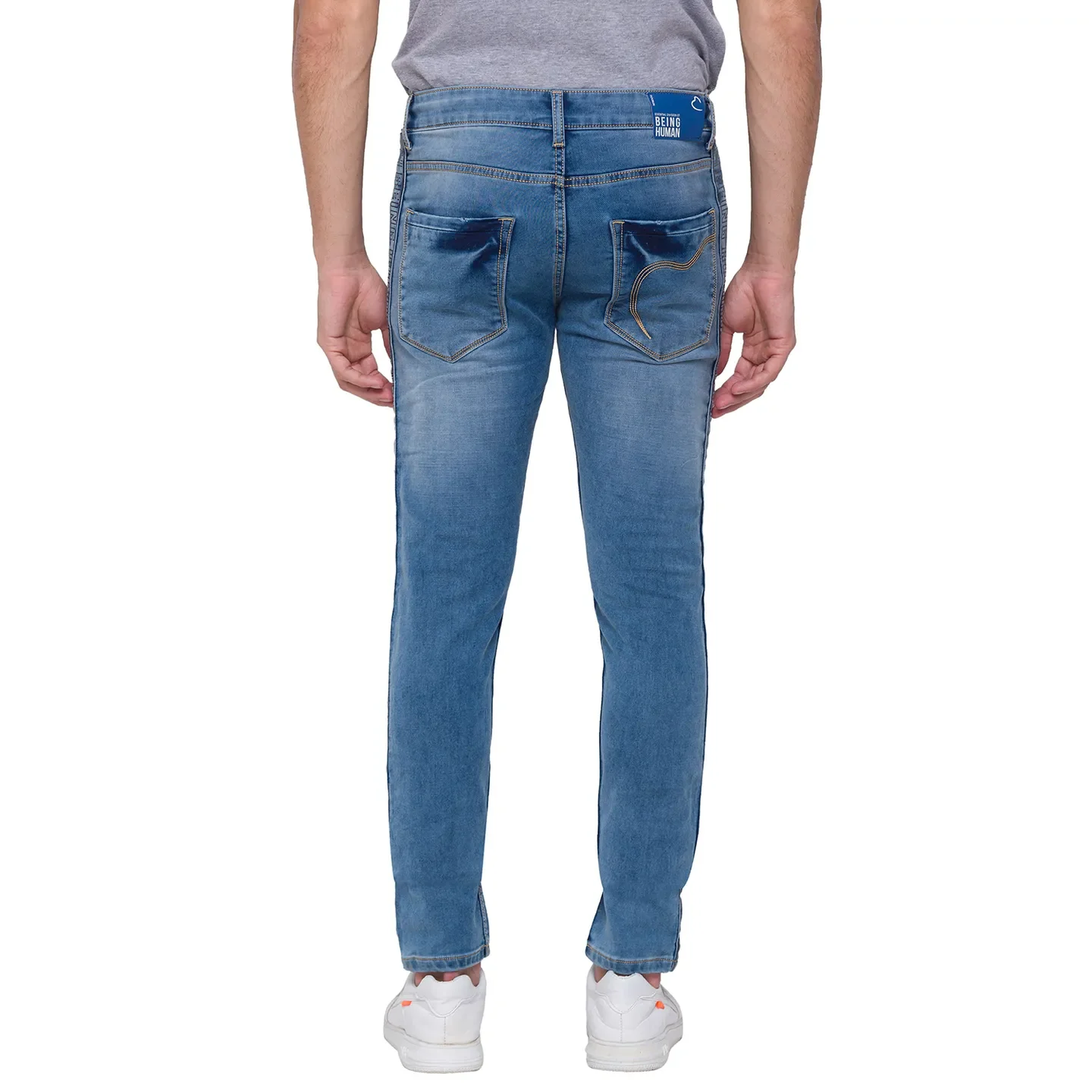 Light Blue Jogger Fit Denims For Men By Being Human Clothing - Image 3