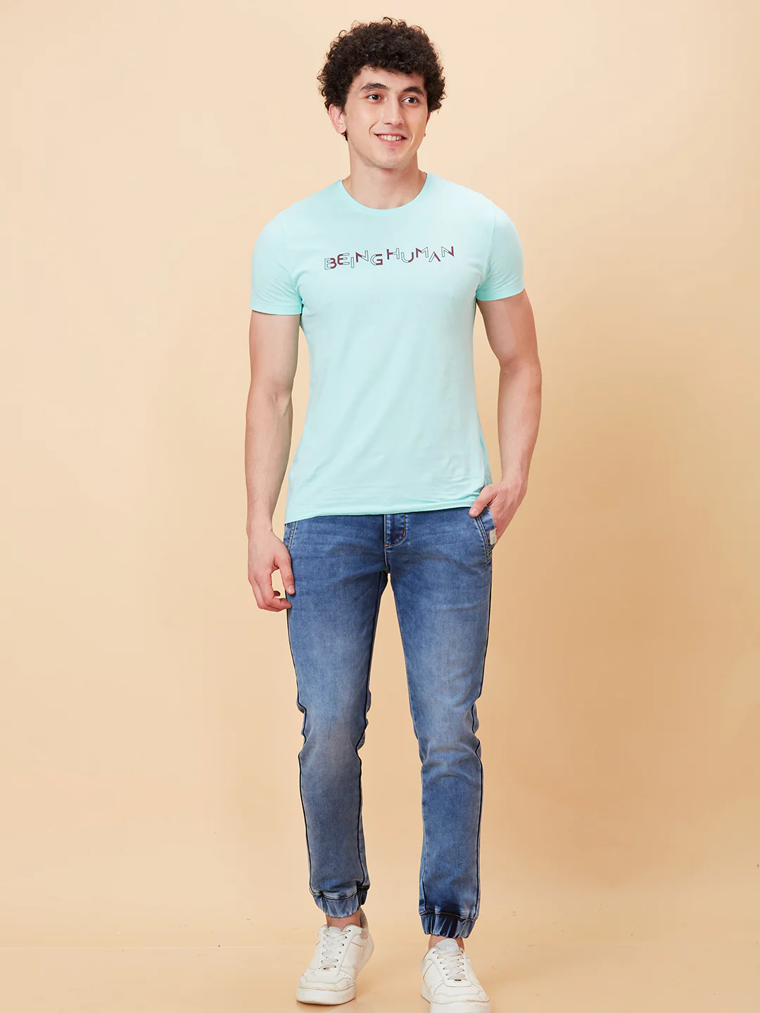 Light Blue Jogger Fit Denims For Men By Being Human Clothing - Image 5