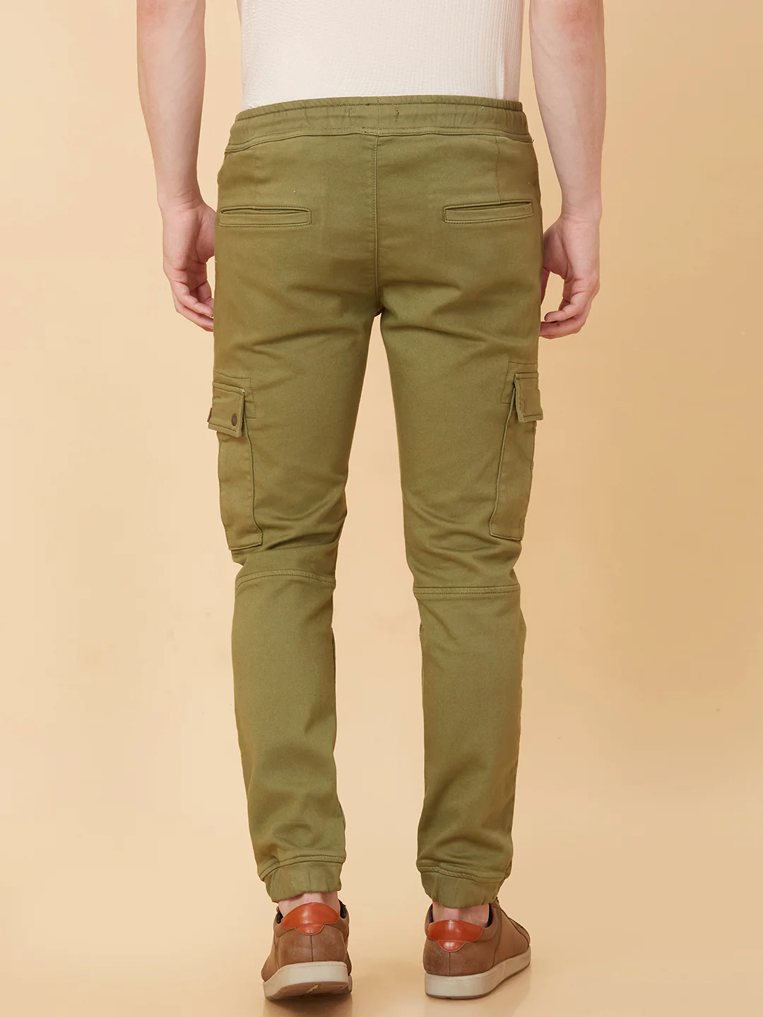 Olive Slim Fit Joggers For Men By Being Human Clothing - Image 3