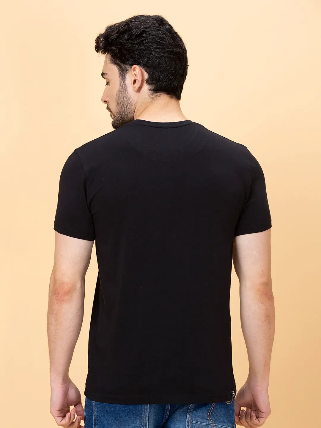 Black Regular Fit Men's Short Sleeves T-Shirt by Being Human Clothing - Image 3