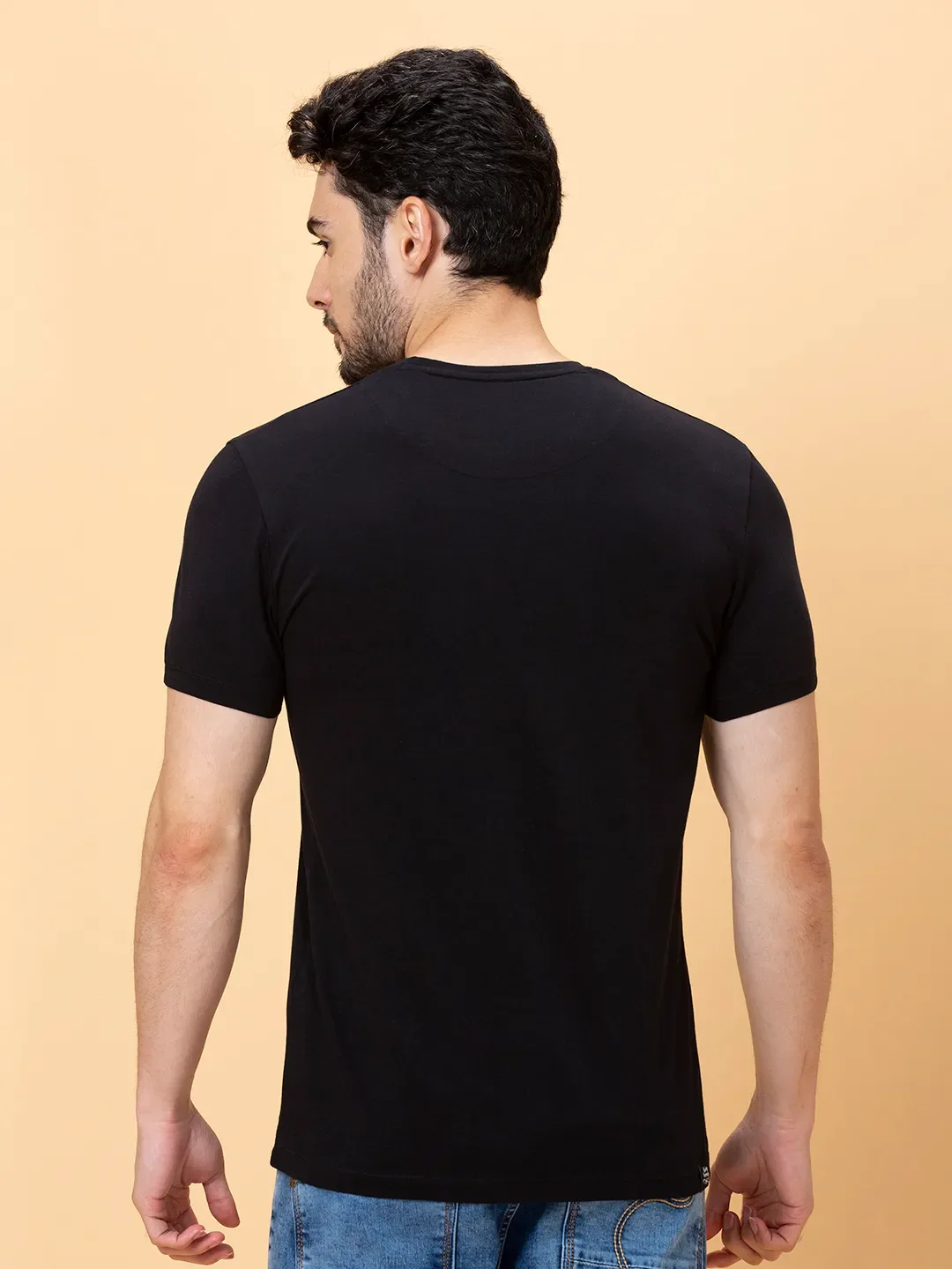 Black Regular Fit Men's Short Sleeves T-Shirt by Being Human Clothing - Image 3