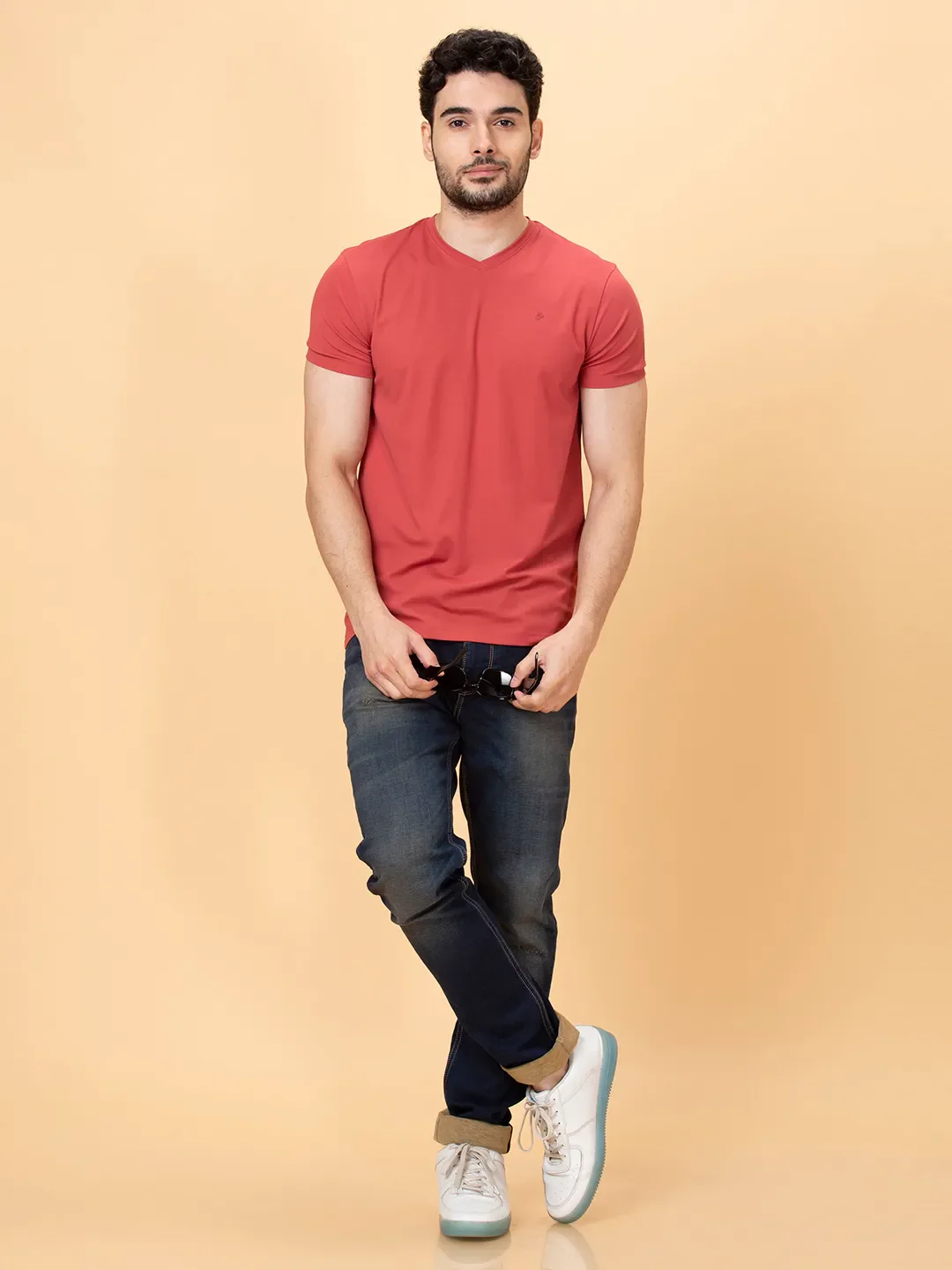 Brick Regular Fit V Neck Men's T-Shirt by Being Human Clothing - Image 6