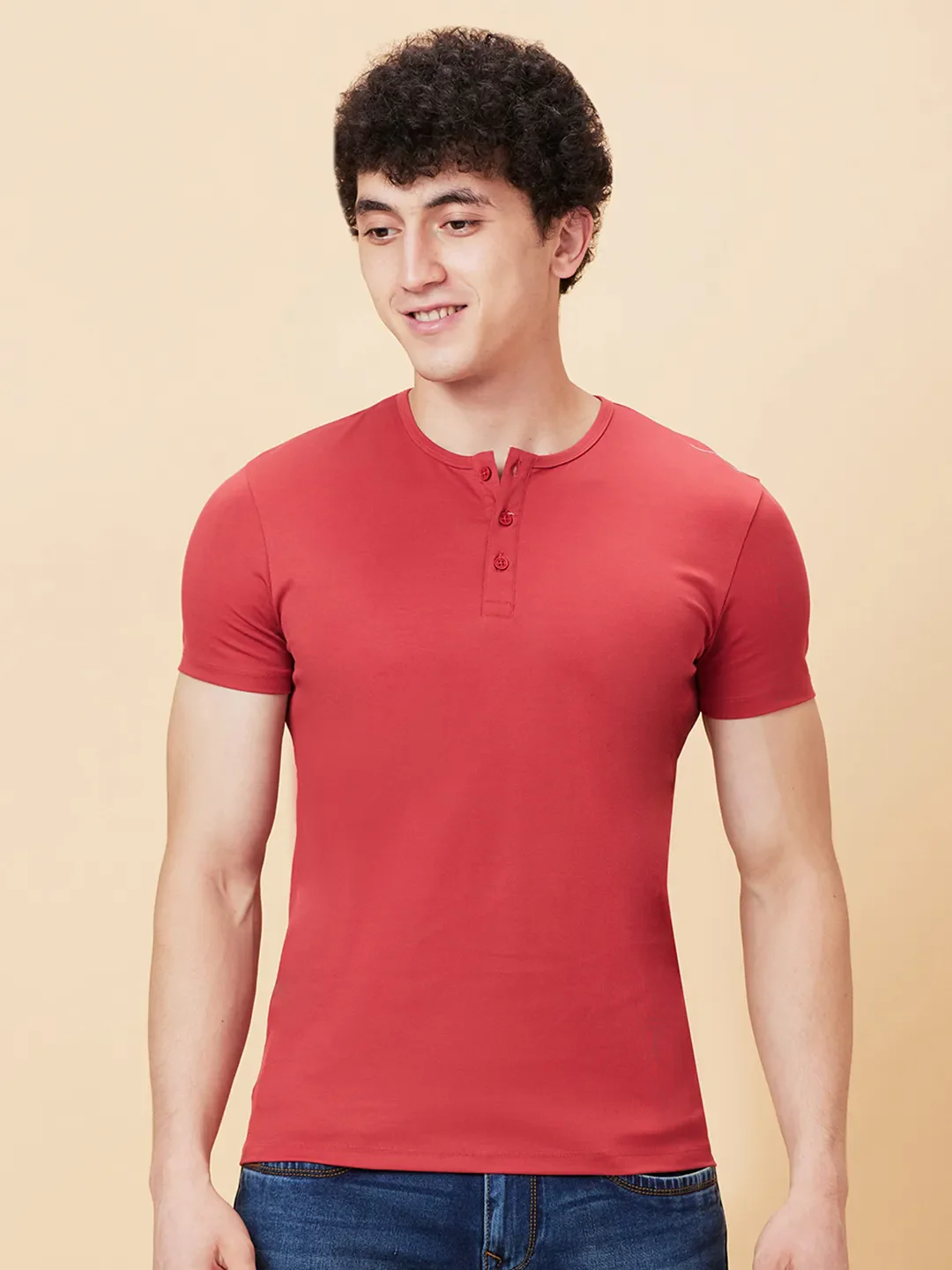 Red Regular Fit Men's Short Sleeves T-Shirt by Being Human Clothing
