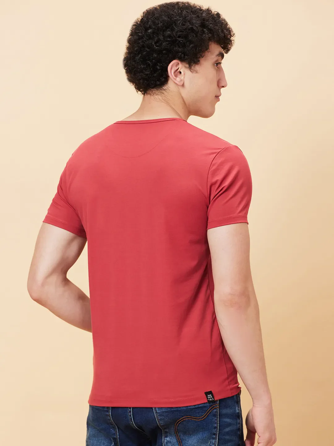 Red Regular Fit Men's Short Sleeves T-Shirt by Being Human Clothing - Image 3