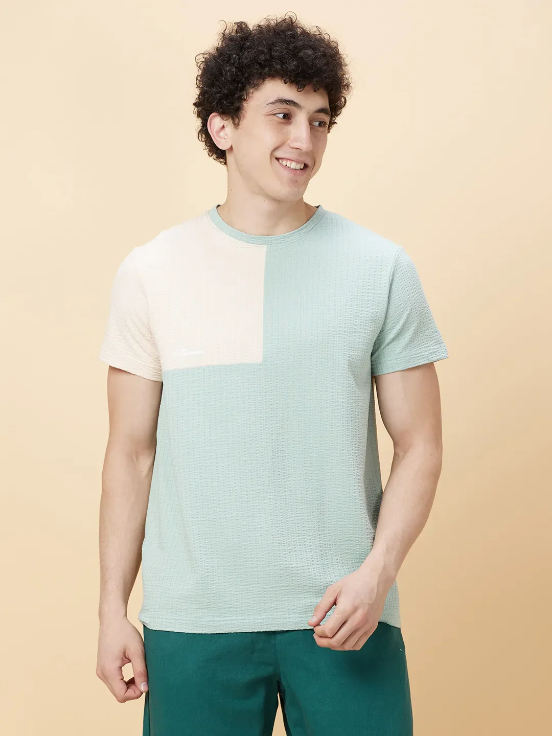 Green Regular Fit Round Neck Men's T-Shirt by Being Human Clothing