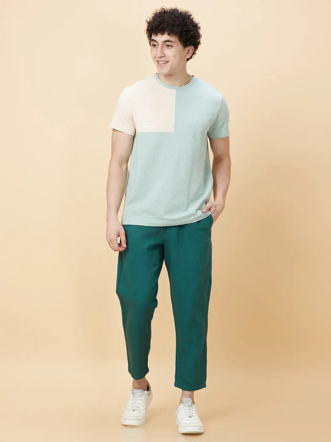 Green Regular Fit Round Neck Men's T-Shirt by Being Human Clothing - Image 2