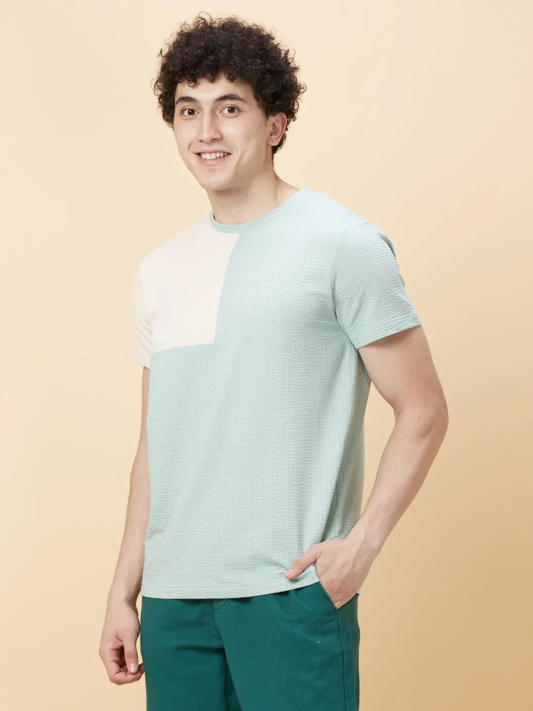 Green Regular Fit Round Neck Men's T-Shirt by Being Human Clothing - Image 3