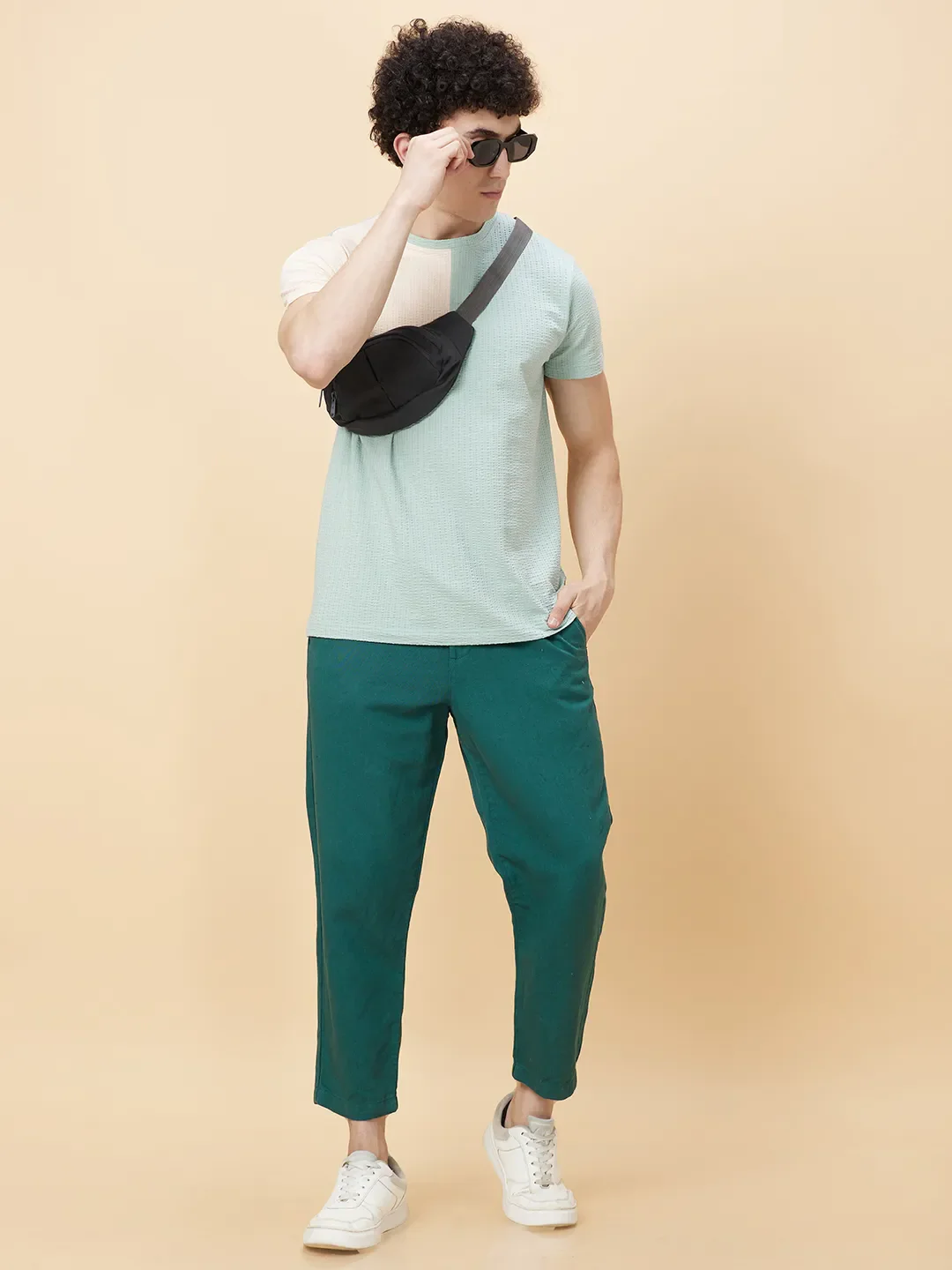 Green Regular Fit Round Neck Men's T-Shirt by Being Human Clothing - Image 6