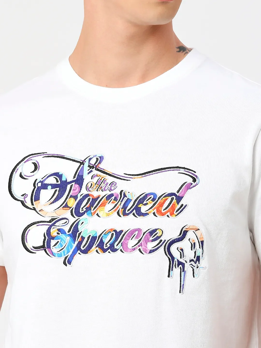 White Regular Fit Round Neck Men's T-Shirt by Being Human Clothing - Image 11