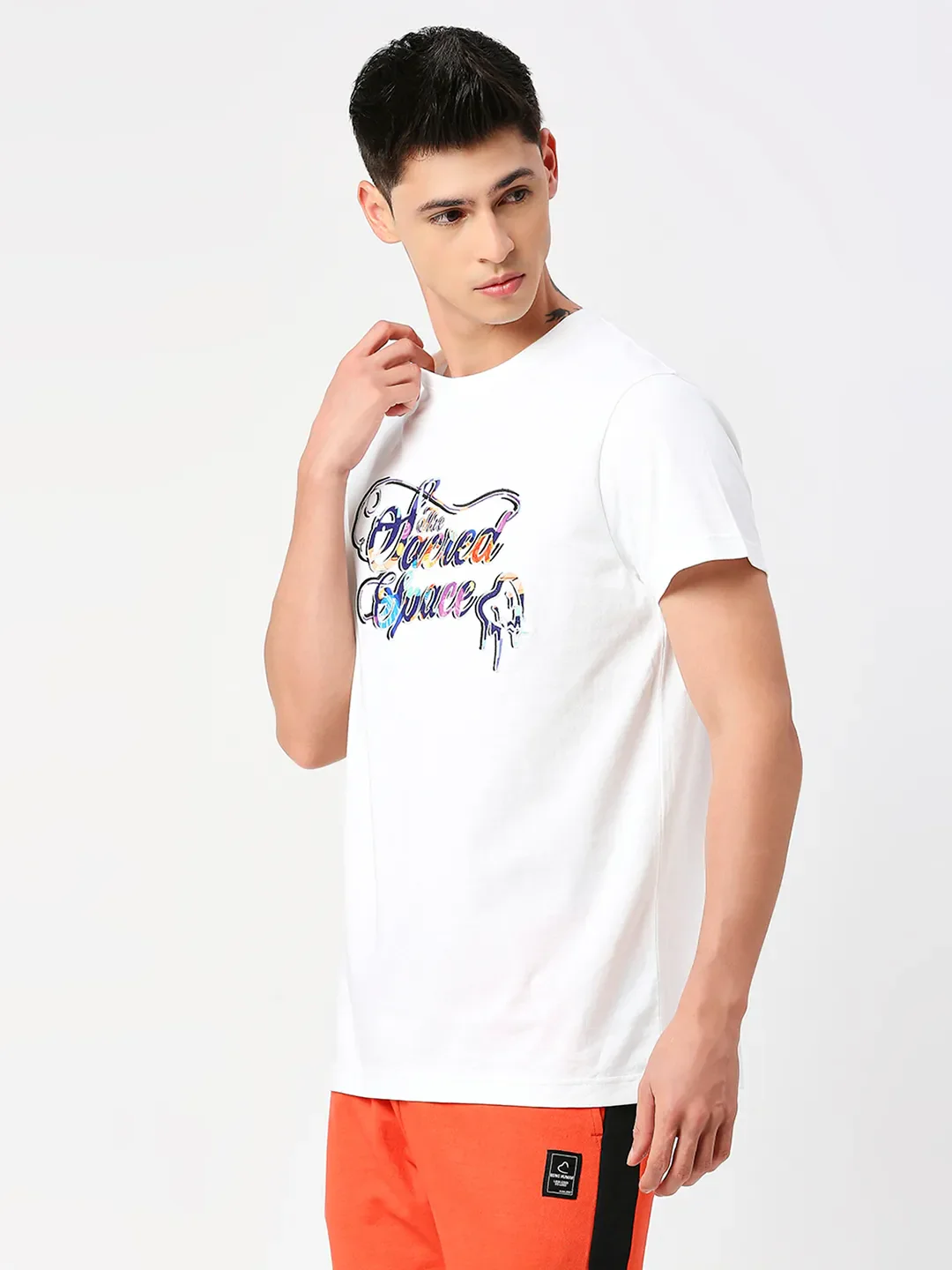 White Regular Fit Round Neck Men's T-Shirt by Being Human Clothing - Image 5