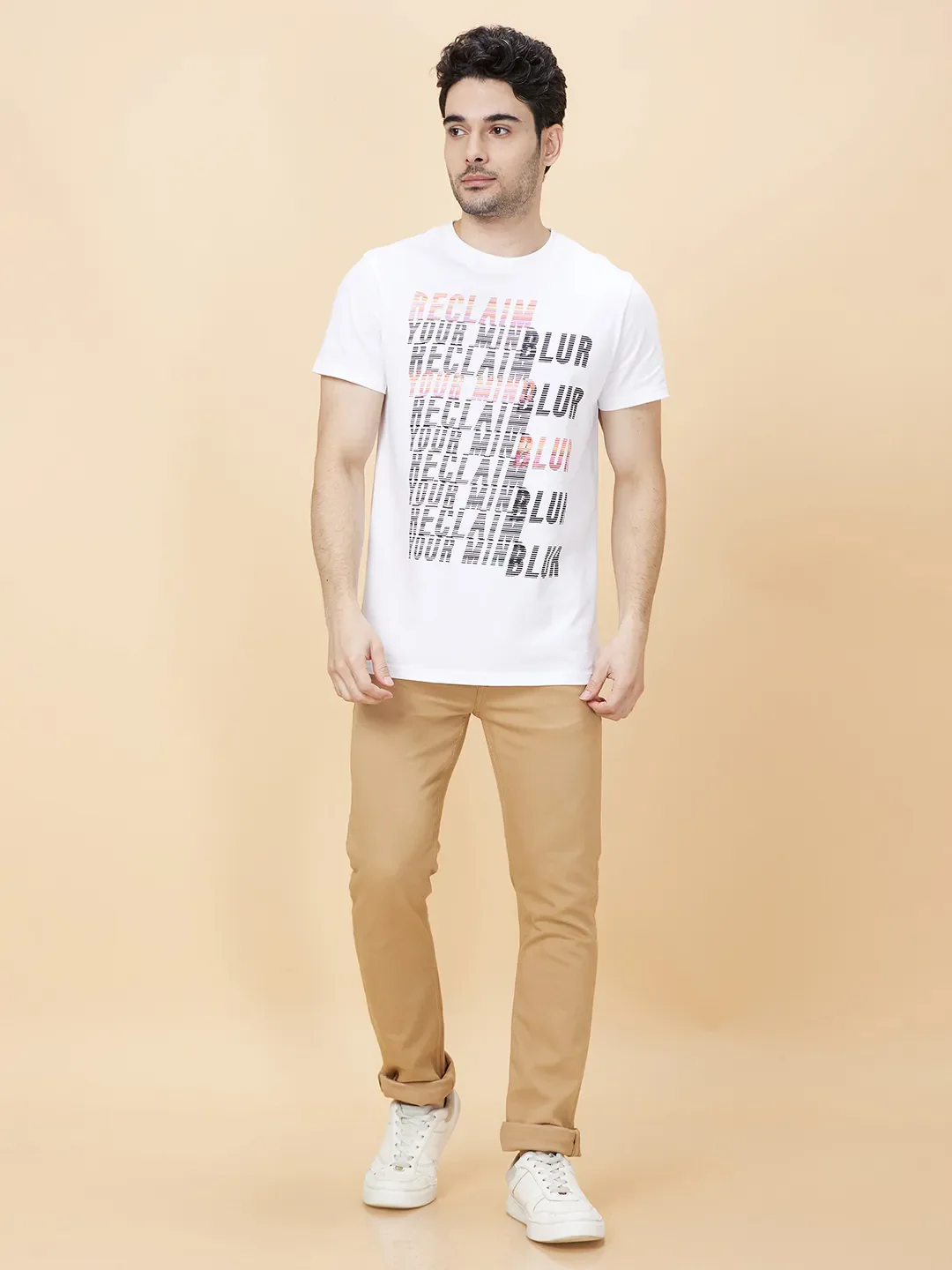 White Regular Fit Round Neck Men's T-Shirt by Being Human Clothing - Image 2