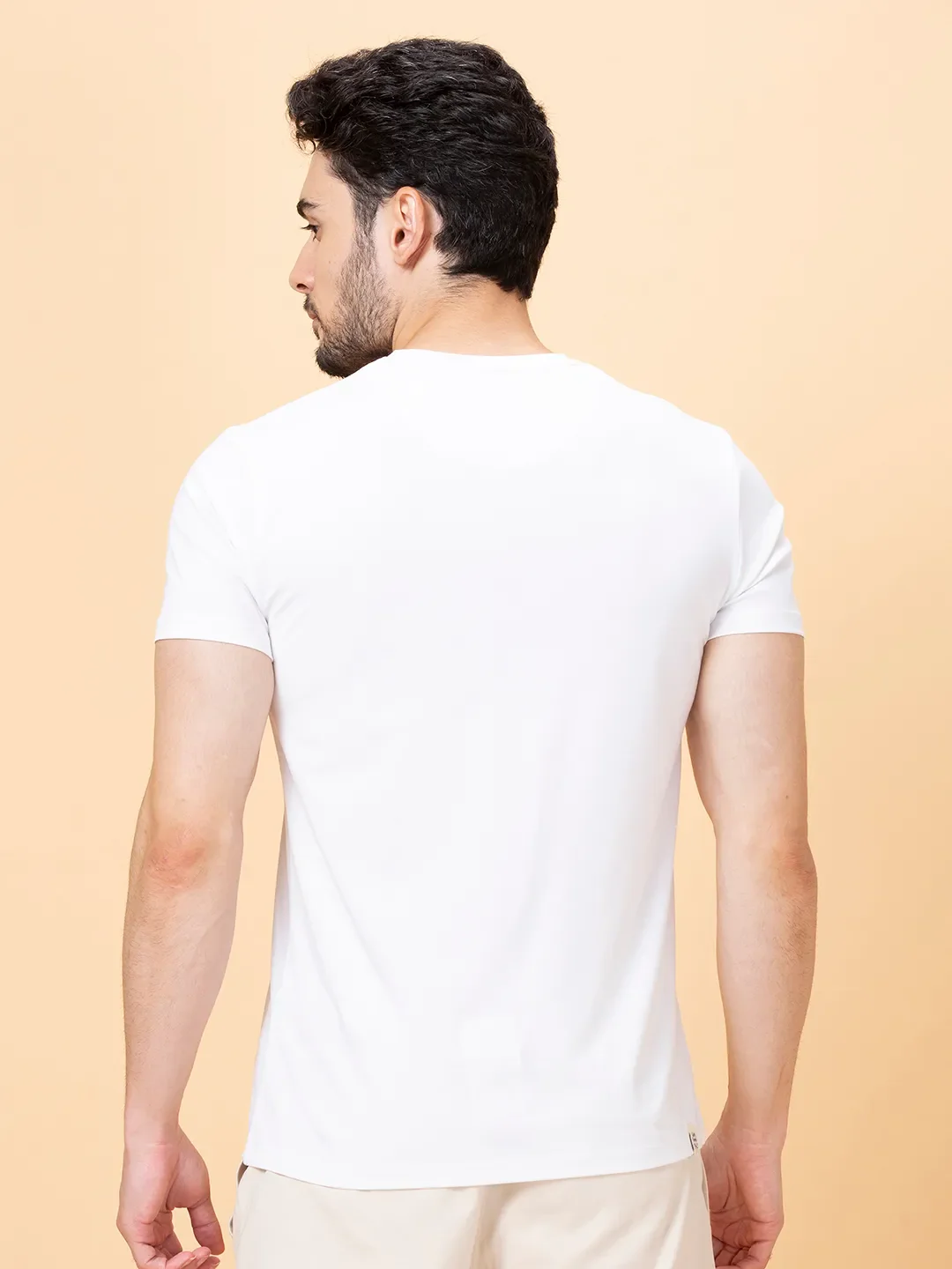 White Regular Fit V Neck Men's T-Shirt by Being Human Clothing - Image 3
