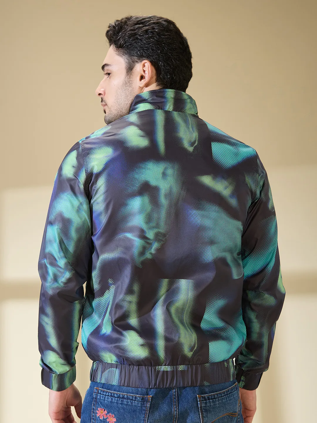 Black Regular Fit Men's Jacket by Being Human Clothing - Image 3