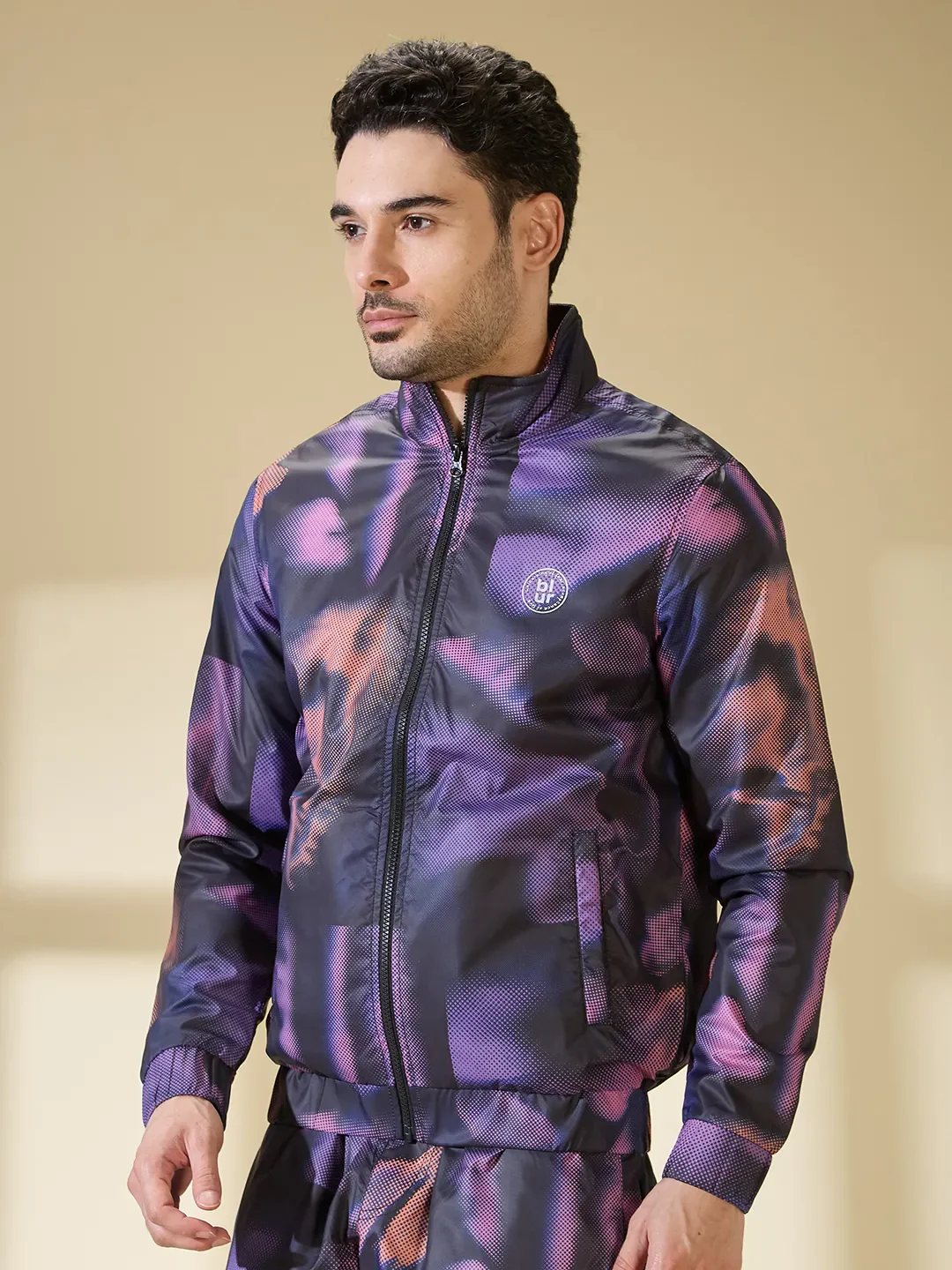 Black & Purple Regular Fit Men's Jacket by Being Human Clothing - Image 4