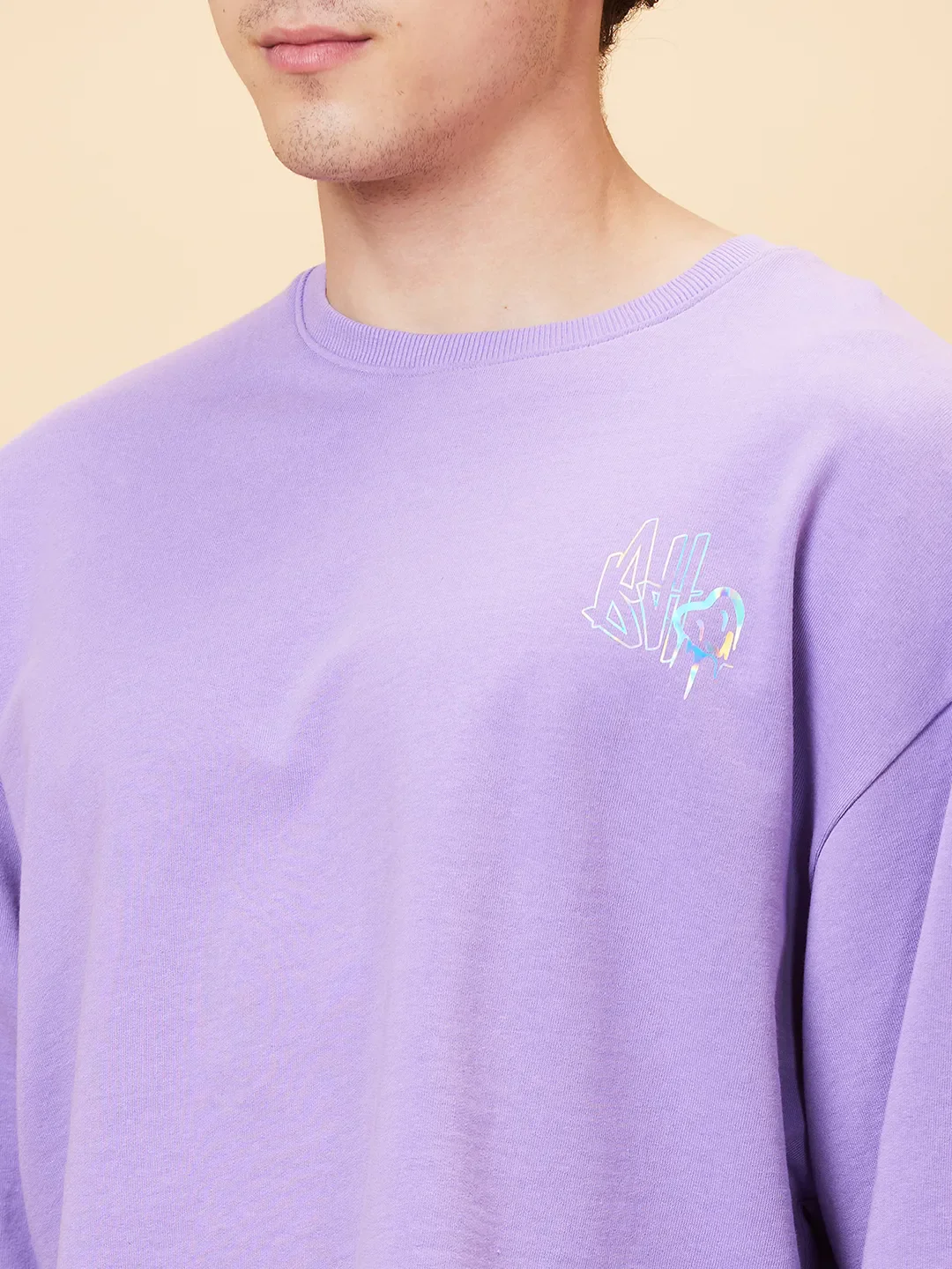 Purple Regular Fit Round Neck Long Sleeves Men's Sweatshirt by Being Human Clothing - Image 5