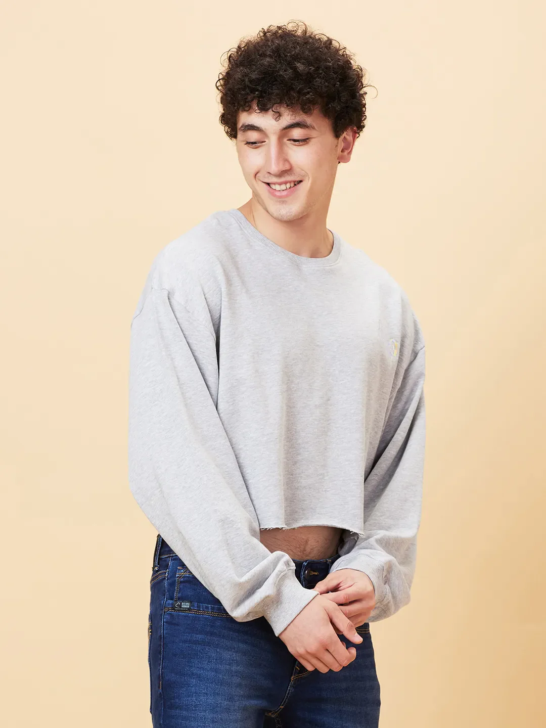 Grey Regular Fit Round Neck Men's Sweatshirt by Being Human Clothing - Image 4
