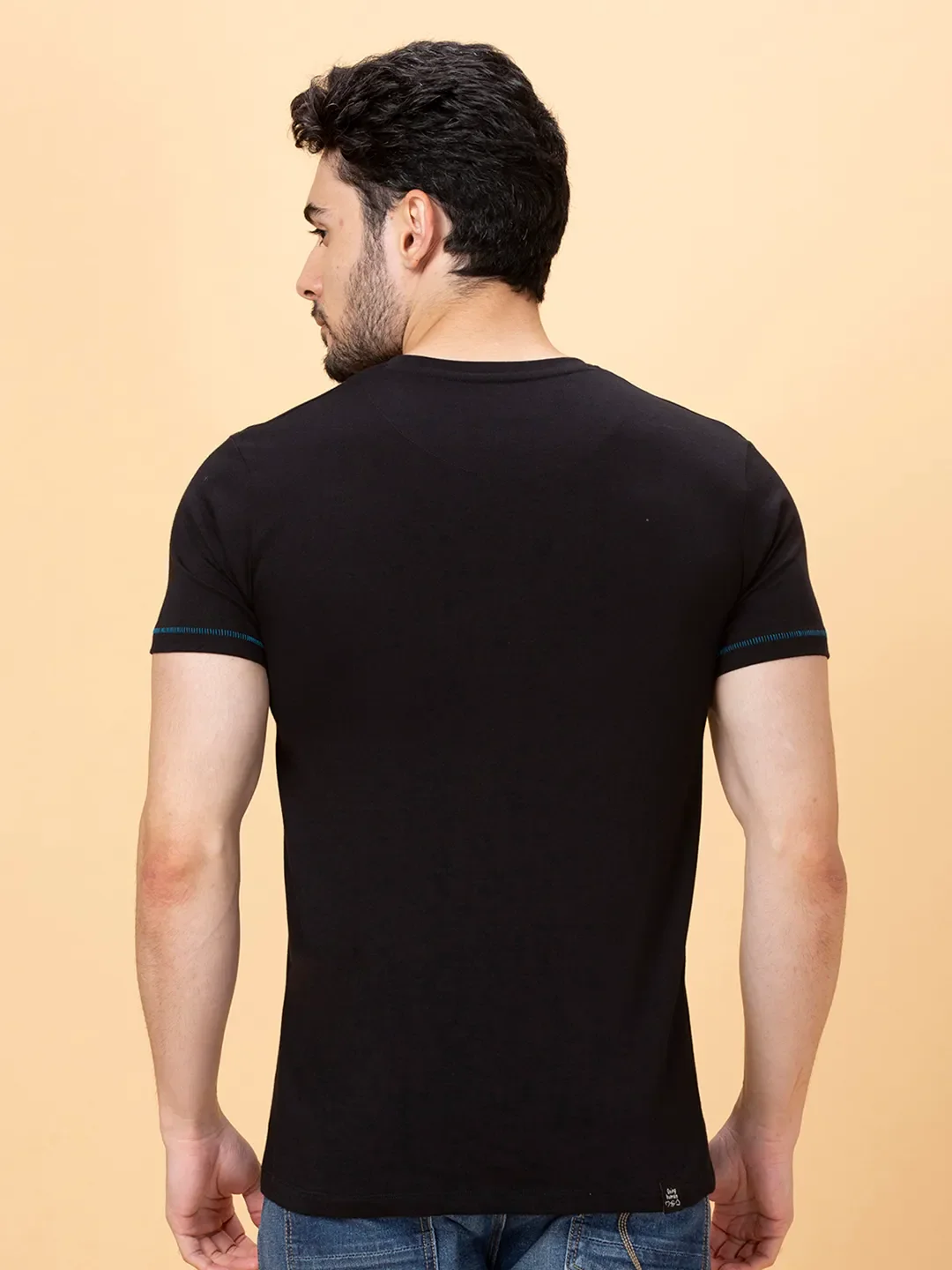 Black Regular Fit Round Neck Men's T-Shirt by Being Human Clothing - Image 3