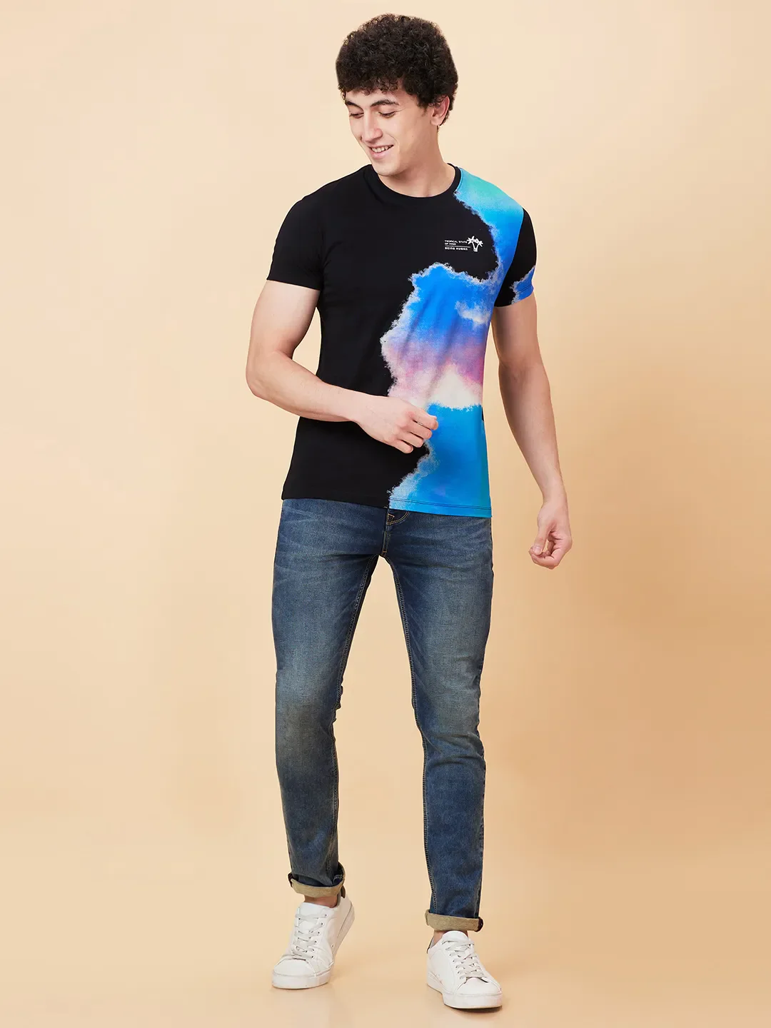 Black Regular Fit Round Neck Men's T-Shirt by Being Human Clothing - Image 2