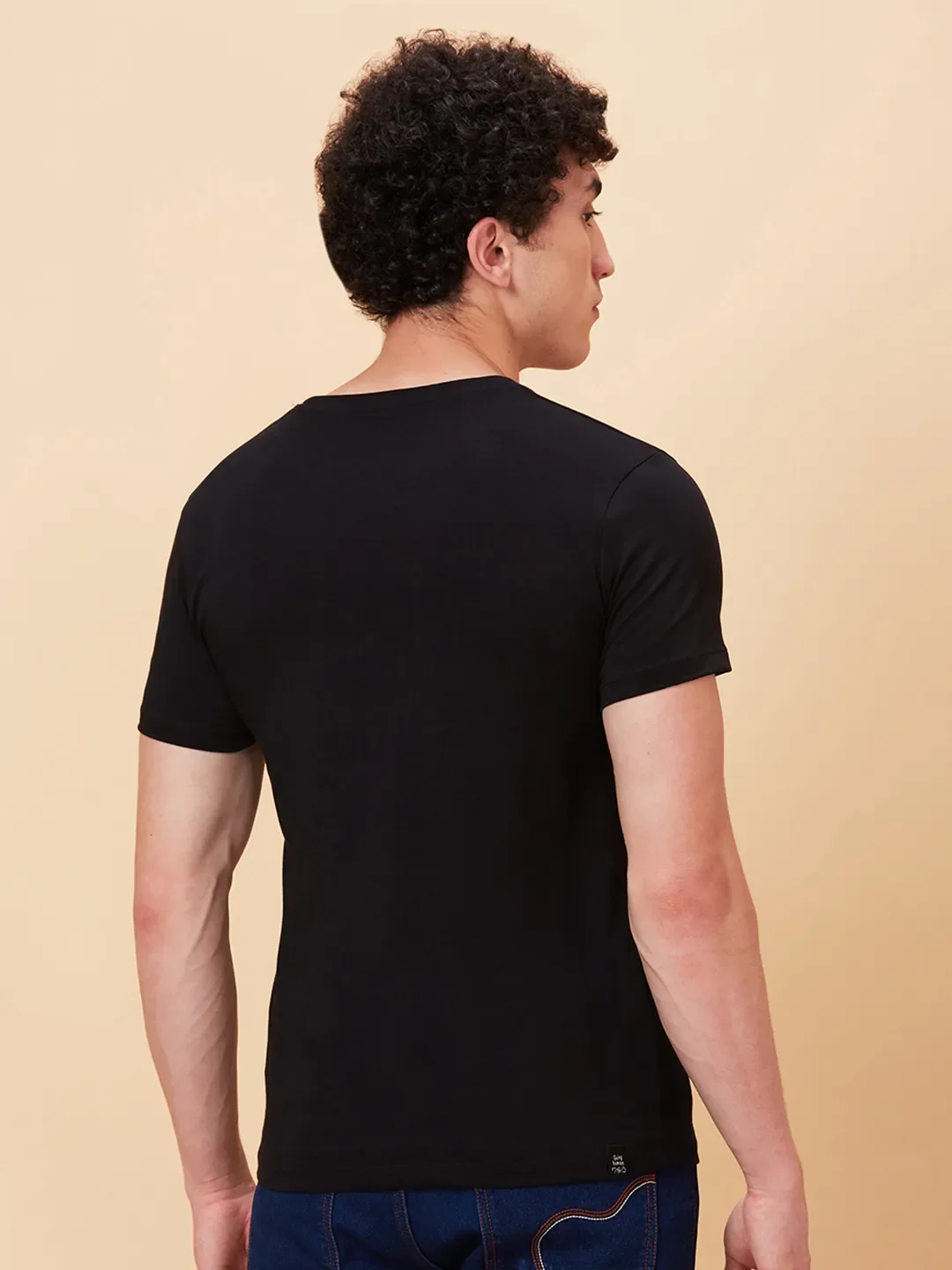 Black Regular Fit Round Neck Men's T-Shirt by Being Human Clothing - Image 3