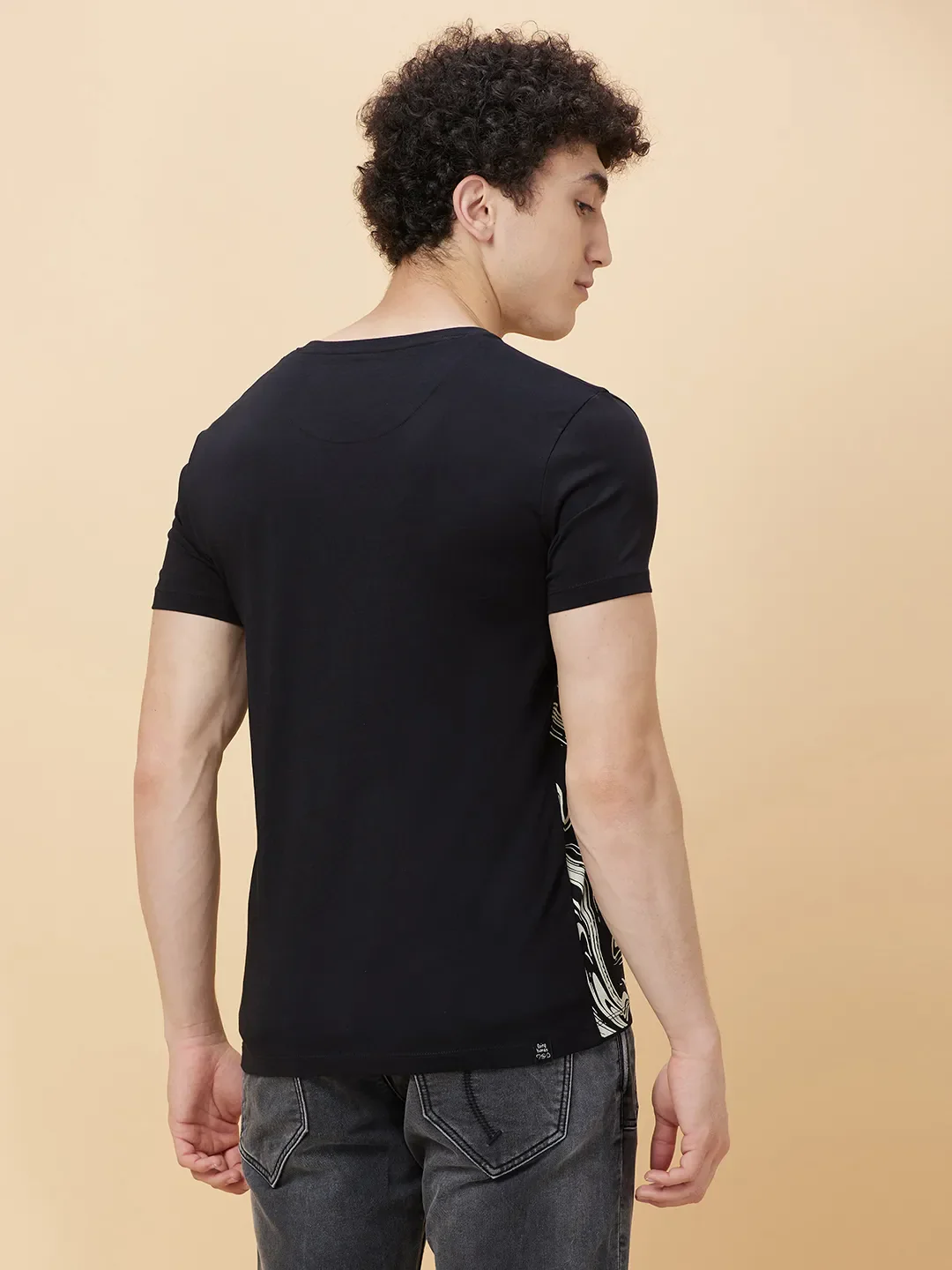 Black Regular Fit Round Neck Men's T-Shirt by Being Human Clothing - Image 4