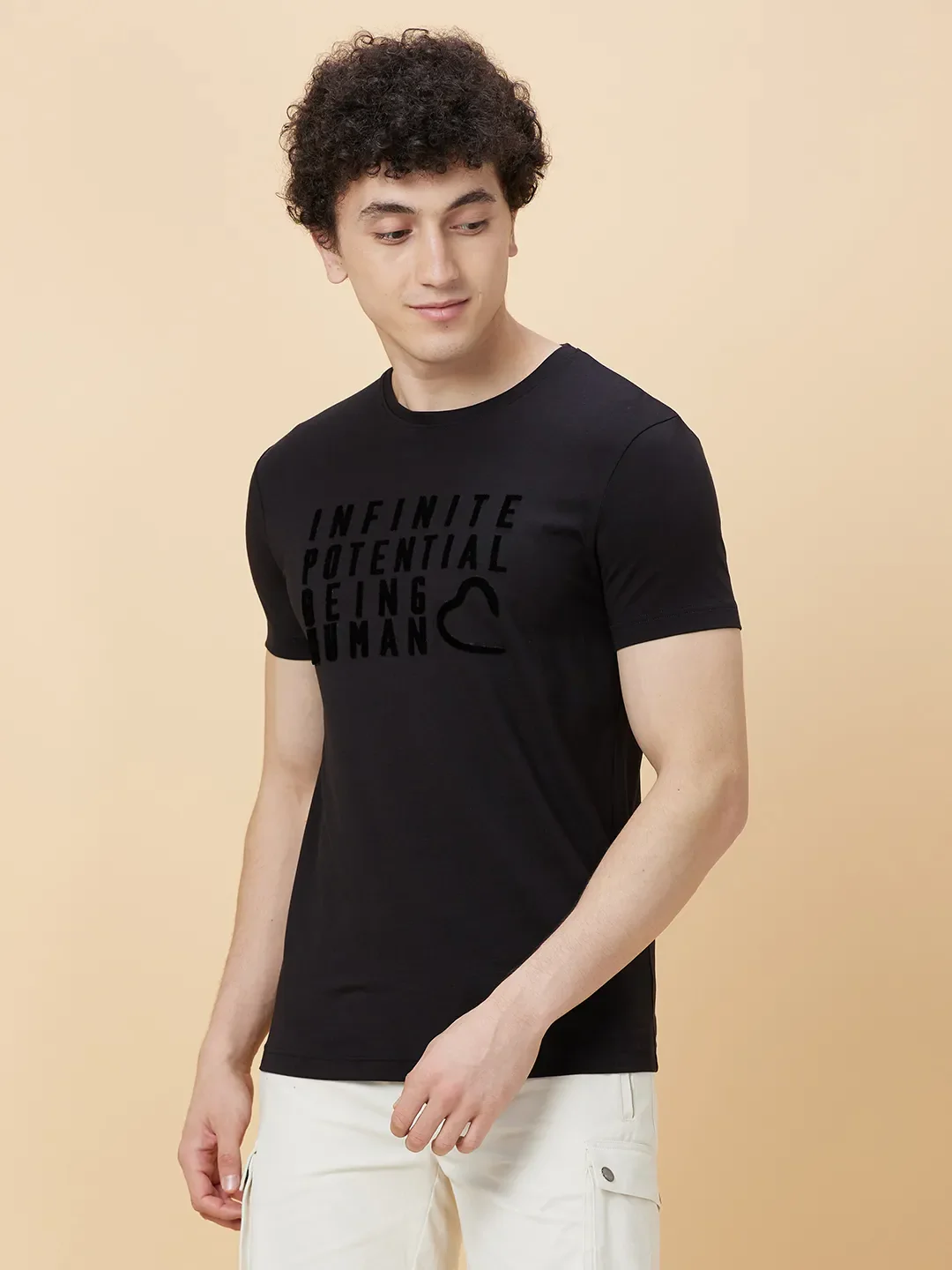 Black Regular Fit Round Neck Men's T-Shirt by Being Human Clothing - Image 3