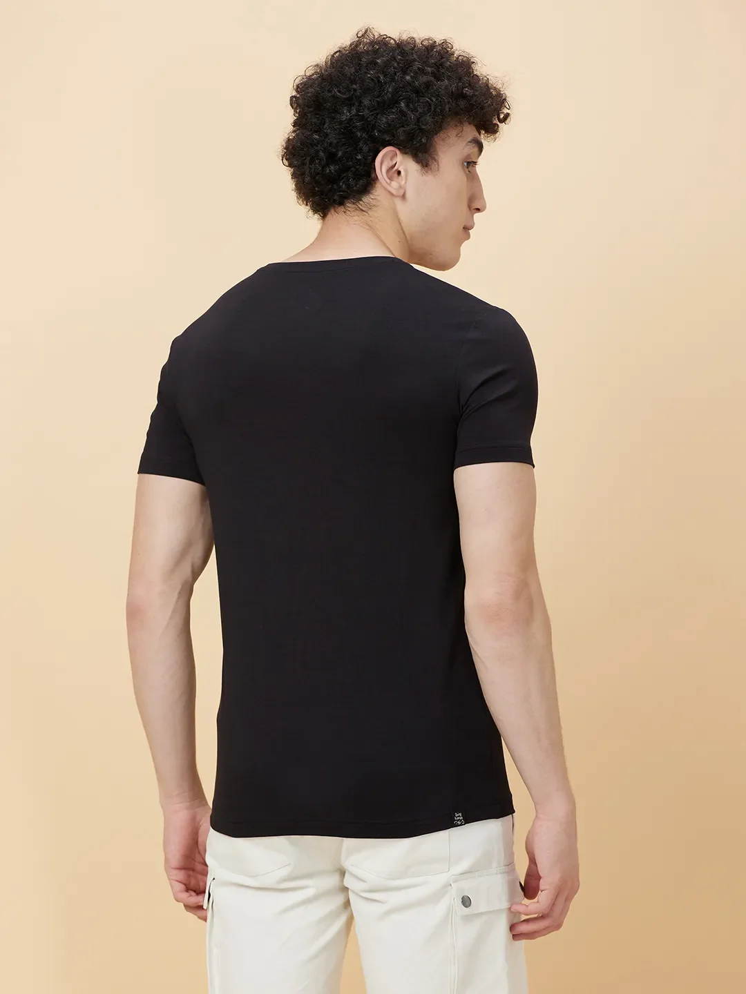 Black Regular Fit Round Neck Men's T-Shirt by Being Human Clothing - Image 4