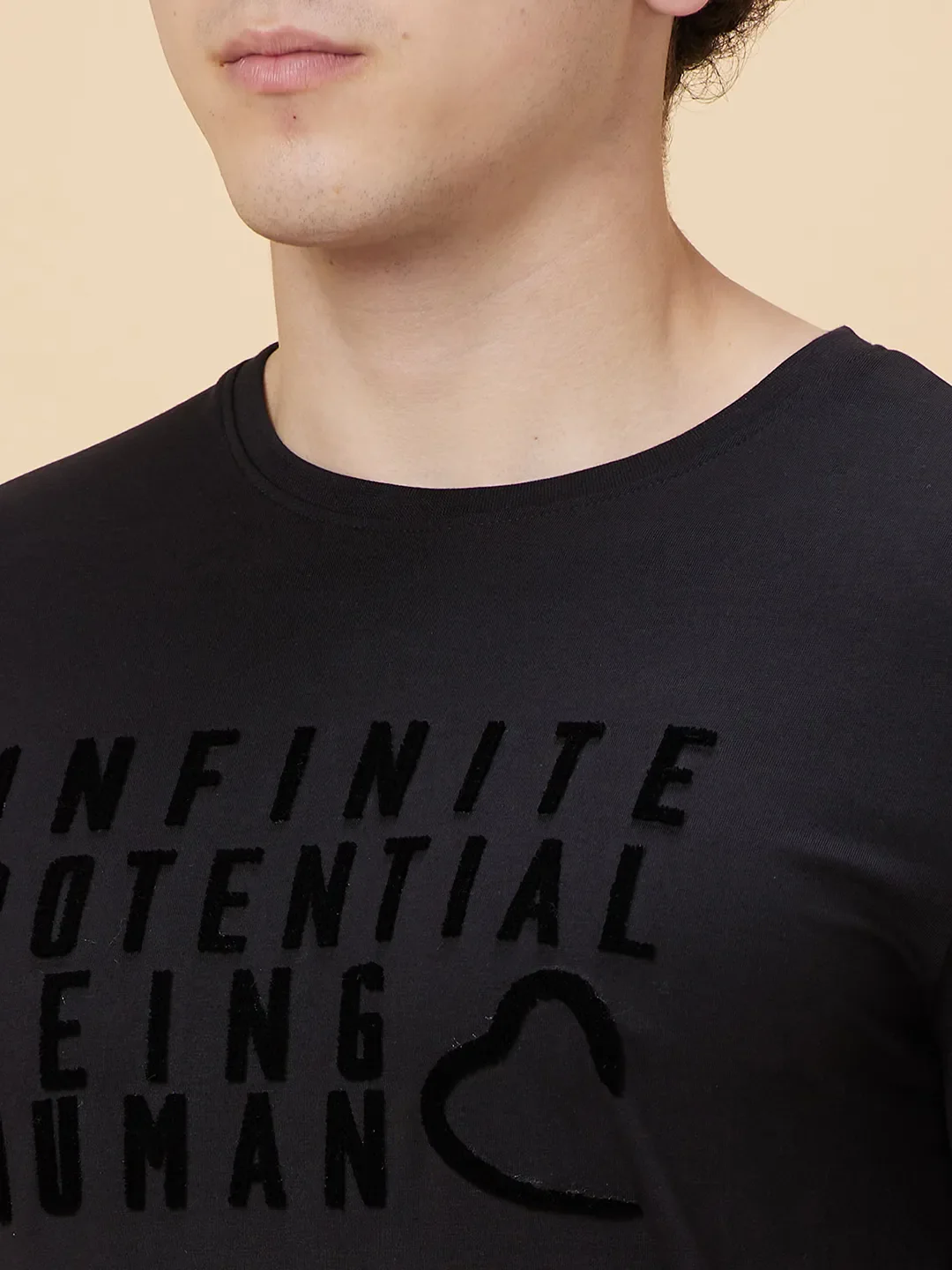 Black Regular Fit Round Neck Men's T-Shirt by Being Human Clothing - Image 5