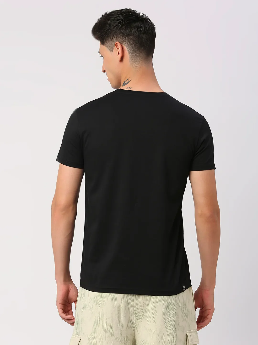 Black Regular Fit Round Neck Men's T-Shirt by Being Human Clothing - Image 10