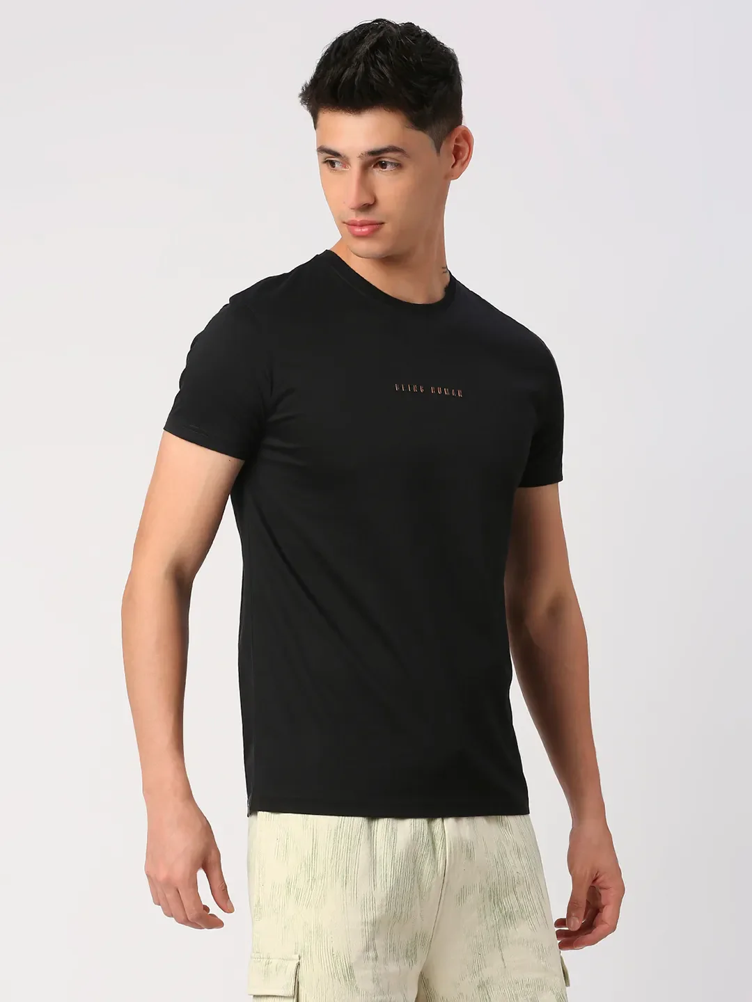 Black Regular Fit Round Neck Men's T-Shirt by Being Human Clothing - Image 9