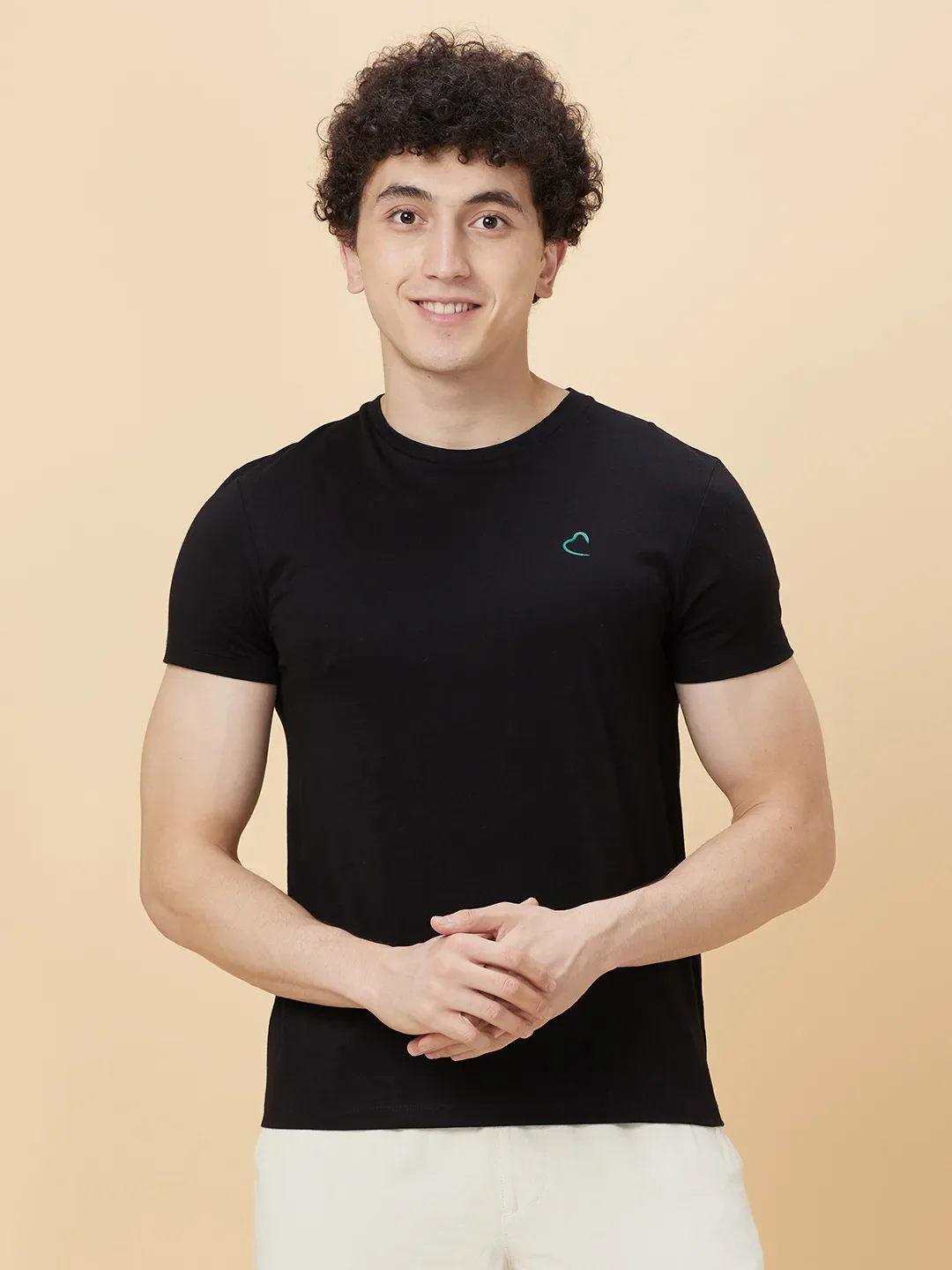 Black Regular Fit Round Neck Men's T-Shirt by Being Human Clothing