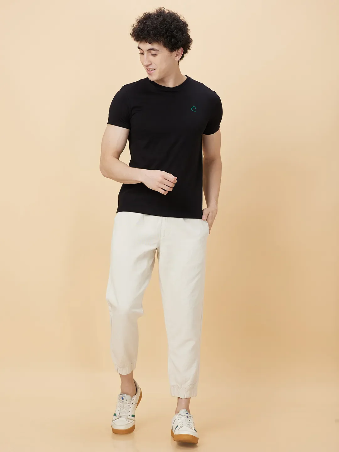 Black Regular Fit Round Neck Men's T-Shirt by Being Human Clothing - Image 2