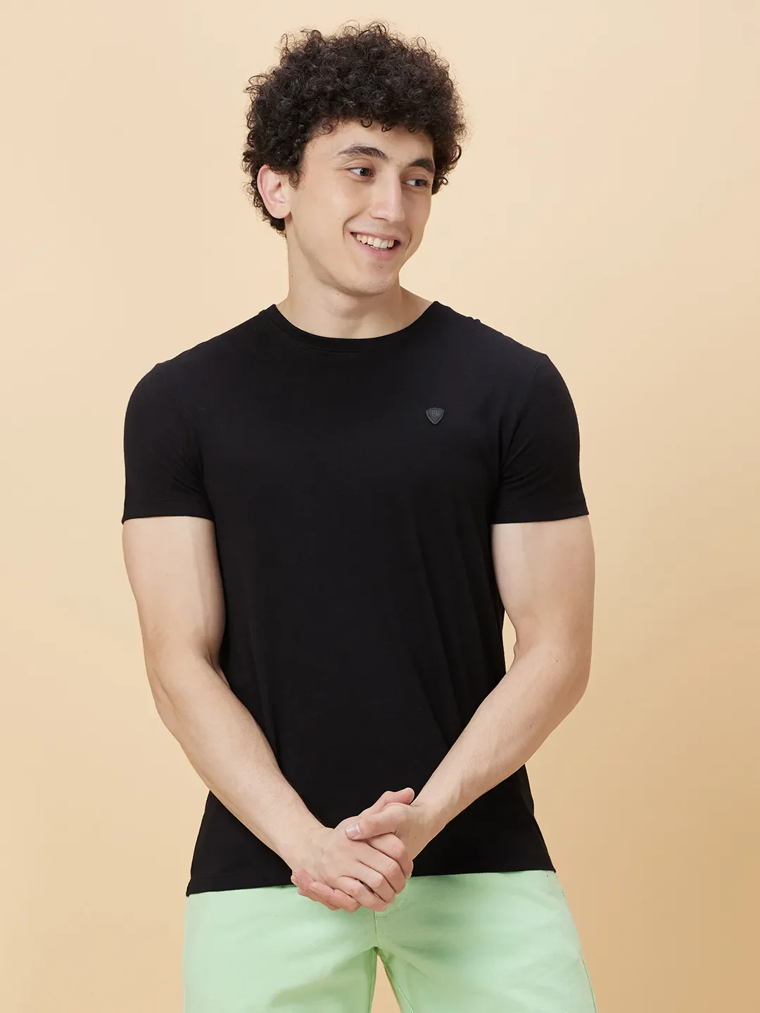 Black Regular Fit Round Neck Men's T-Shirt by Being Human Clothing