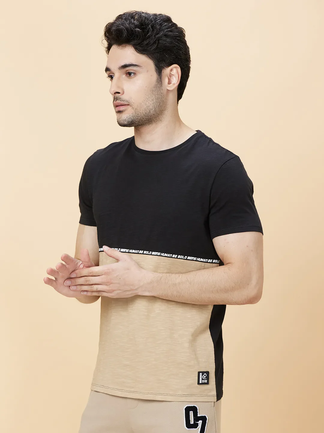 Black Regular Fit Men's Short Sleeves T-Shirt by Being Human Clothing - Image 2
