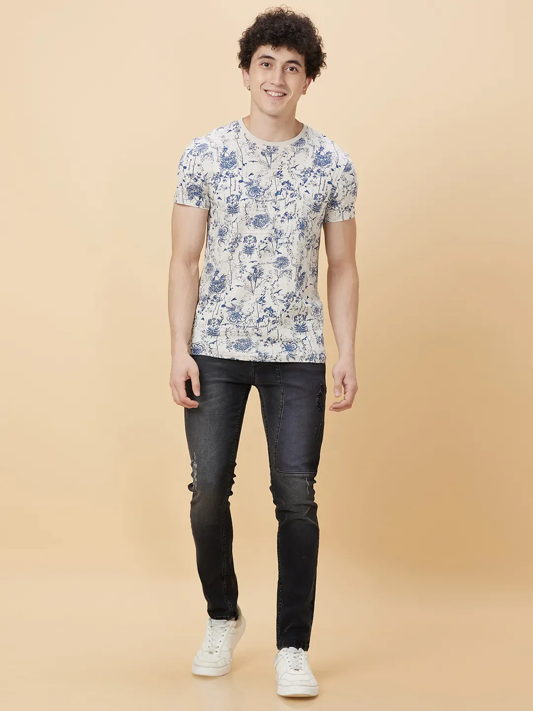 Chalk Regular Fit Round Neck Men's T-Shirt by Being Human Clothing - Image 2