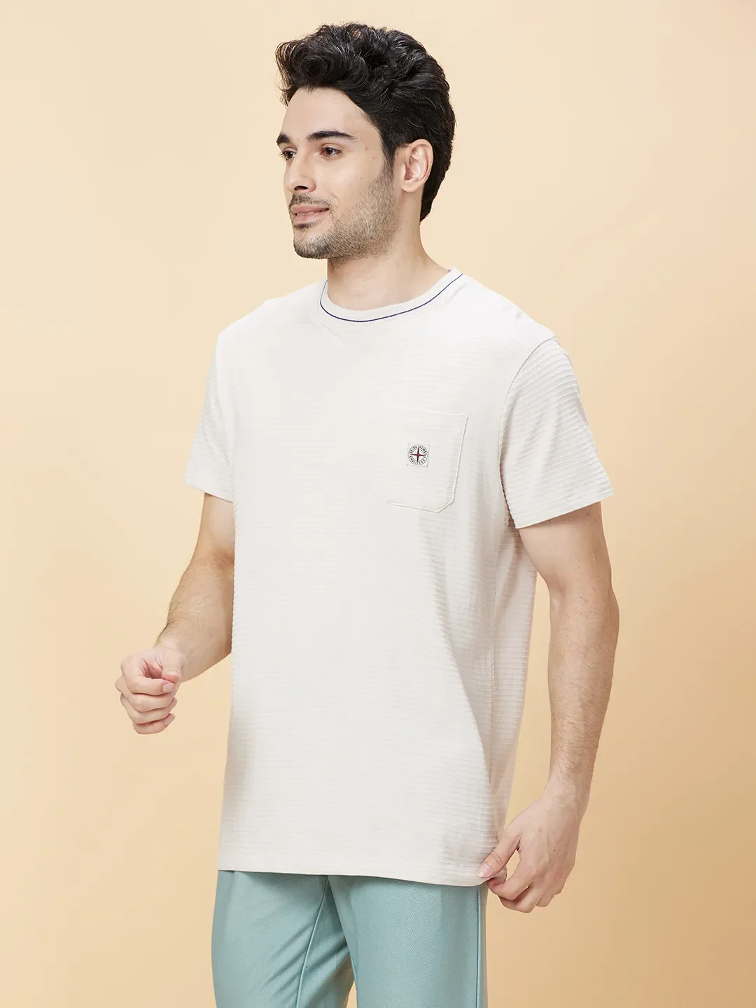 Chalk Regular Fit Round Neck Men's T-Shirt by Being Human Clothing - Image 3