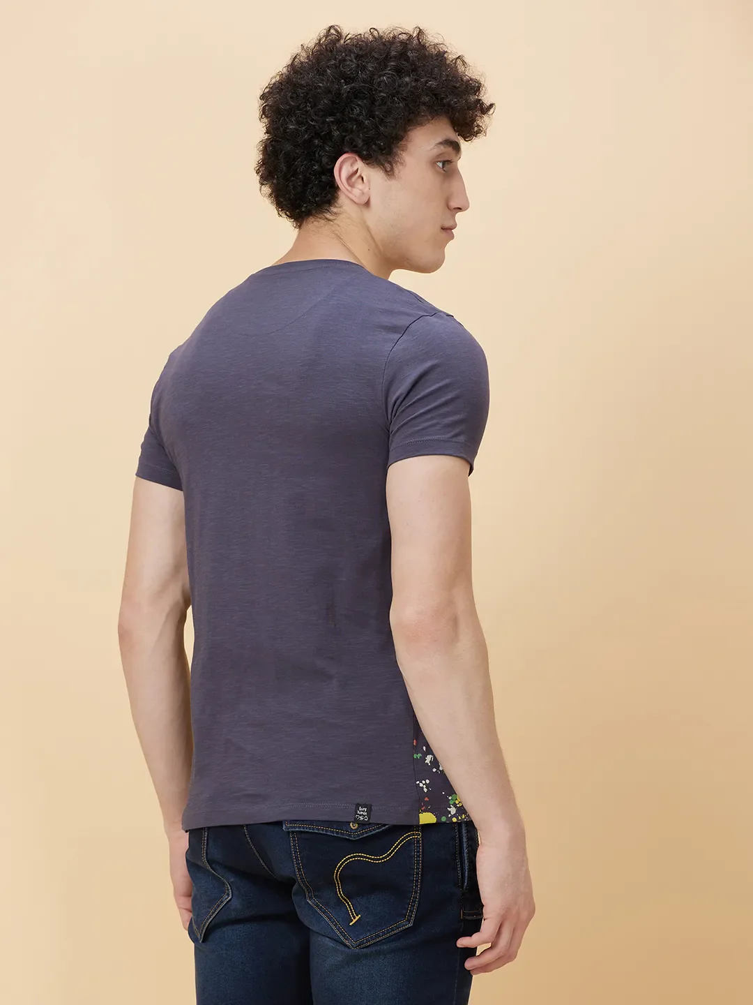 Charcoal Regular Fit Round Neck Men's T-Shirt by Being Human Clothing - Image 4