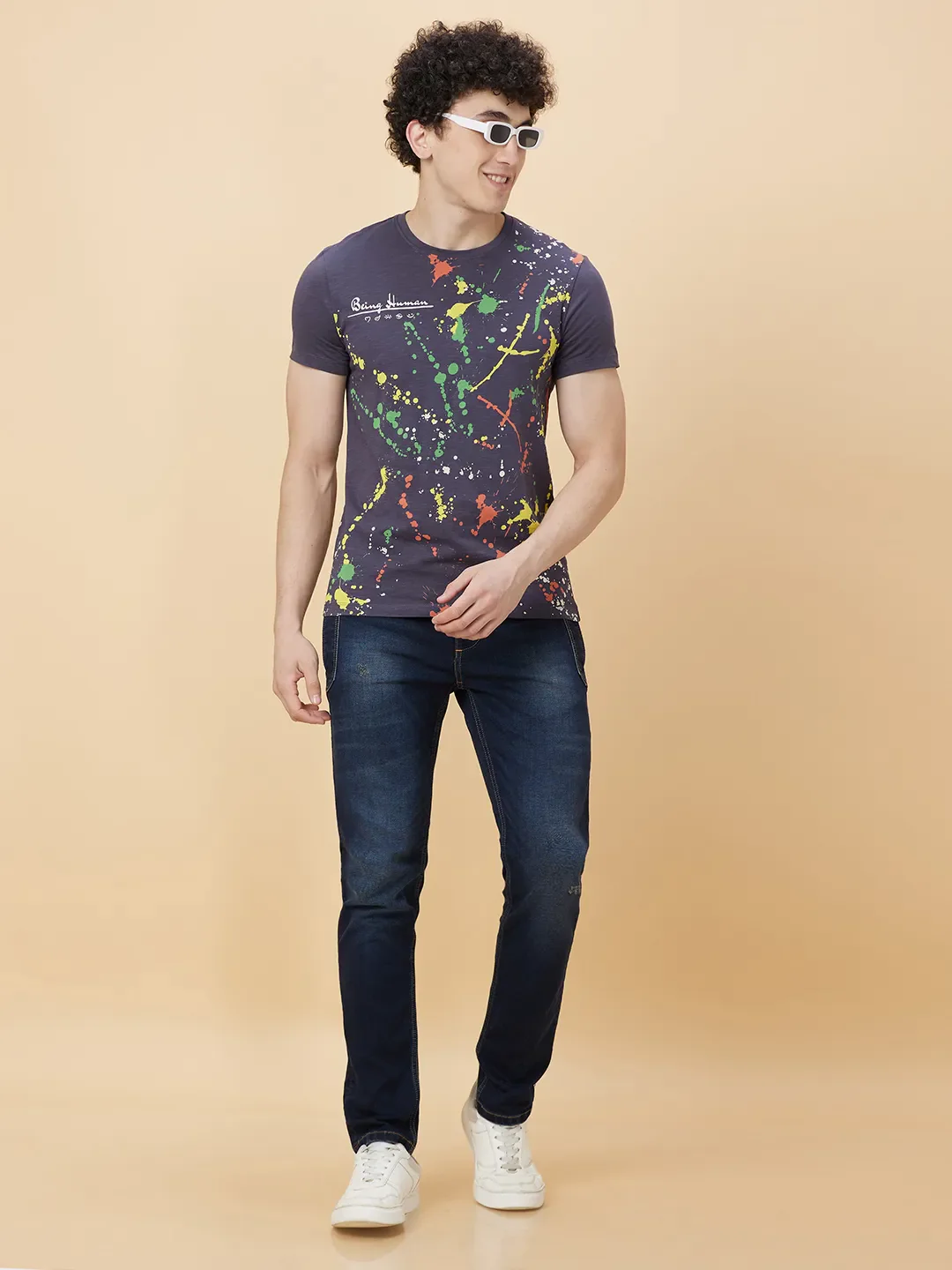 Charcoal Regular Fit Round Neck Men's T-Shirt by Being Human Clothing - Image 6