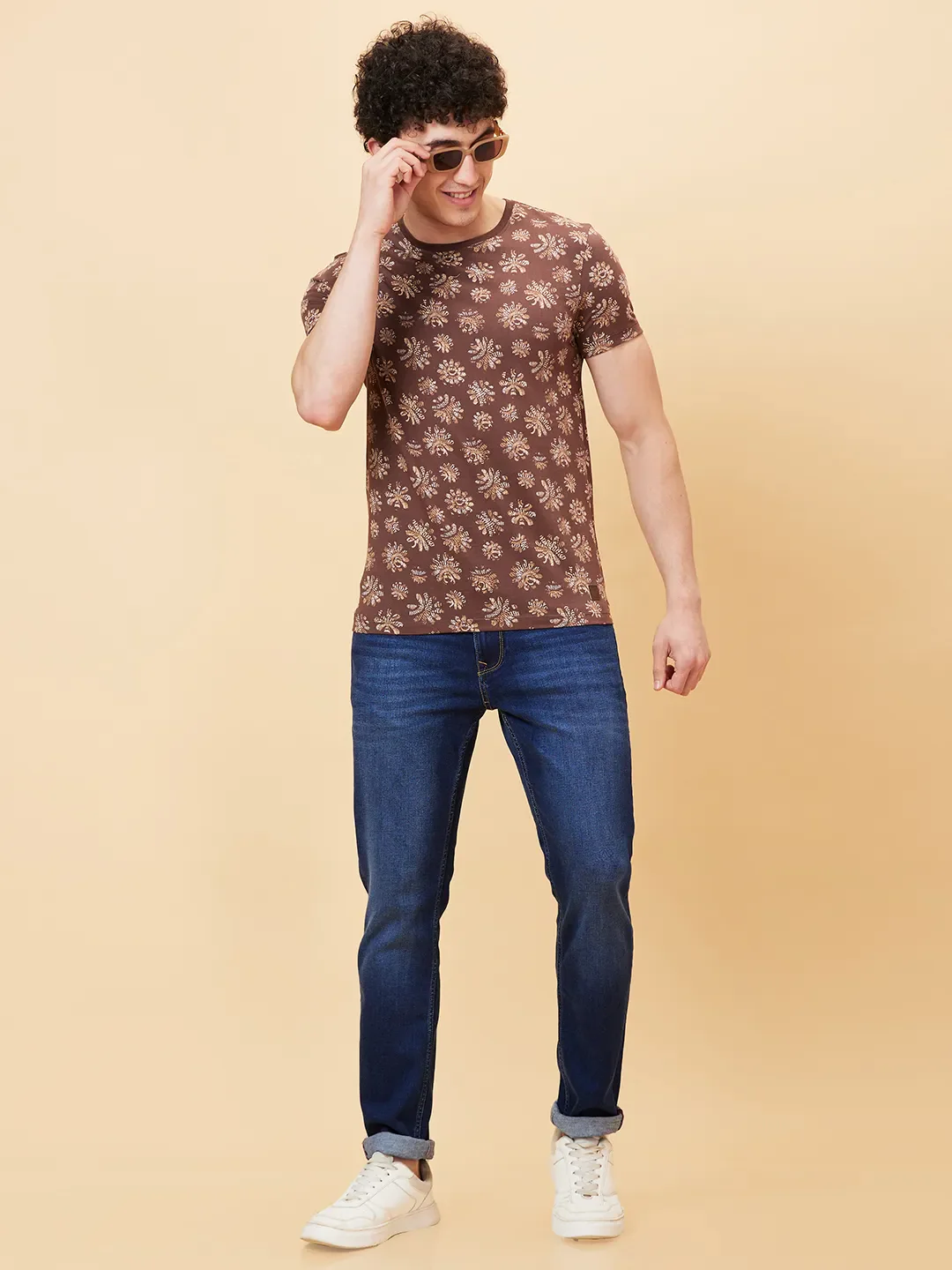 Coffee Regular Fit Round Neck Men's T-Shirt by Being Human Clothing - Image 6