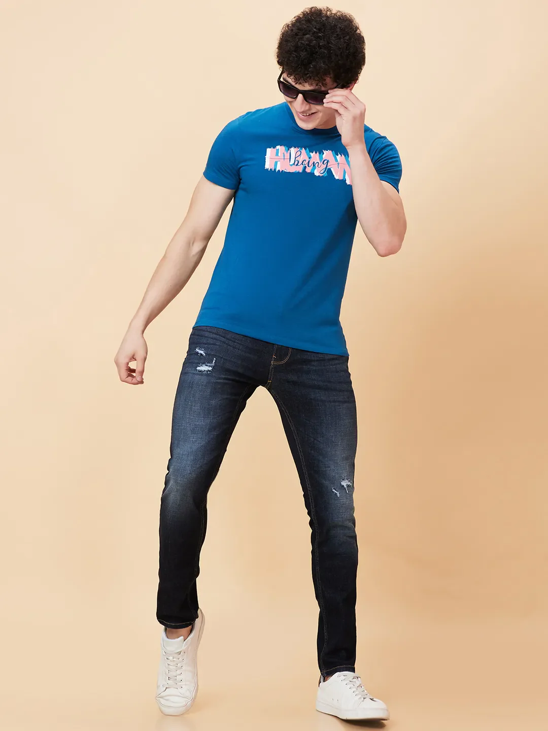 Deep Ocean Regular Fit Round Neck Men's T-Shirt by Being Human Clothing
