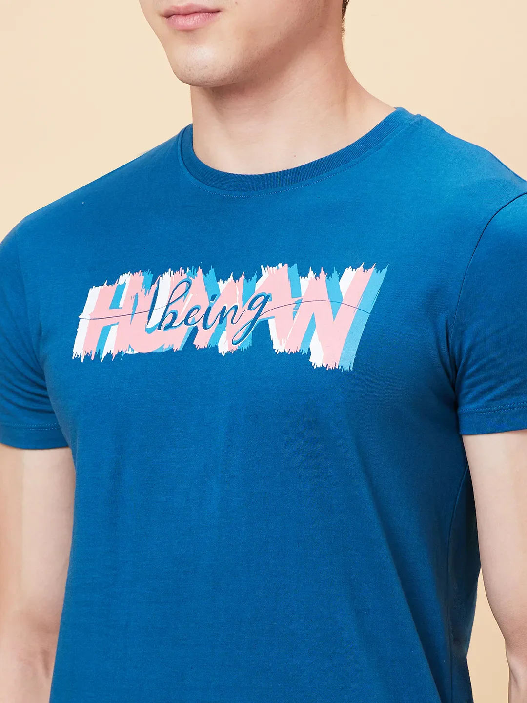 Deep Ocean Regular Fit Round Neck Men's T-Shirt by Being Human Clothing - Image 2