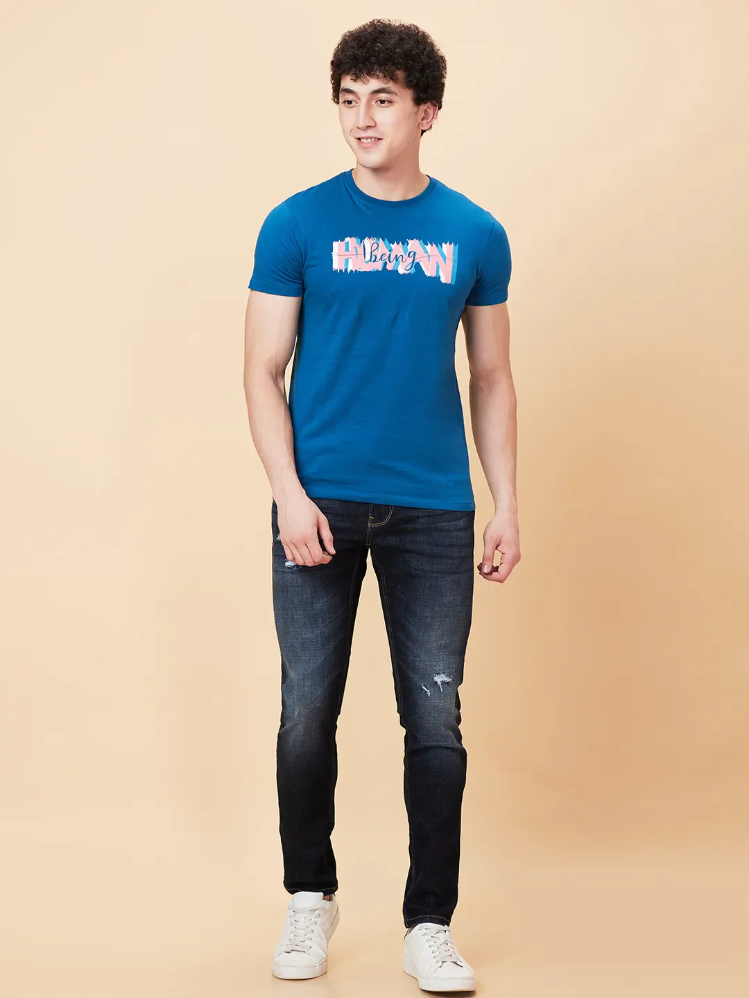 Deep Ocean Regular Fit Round Neck Men's T-Shirt by Being Human Clothing - Image 5