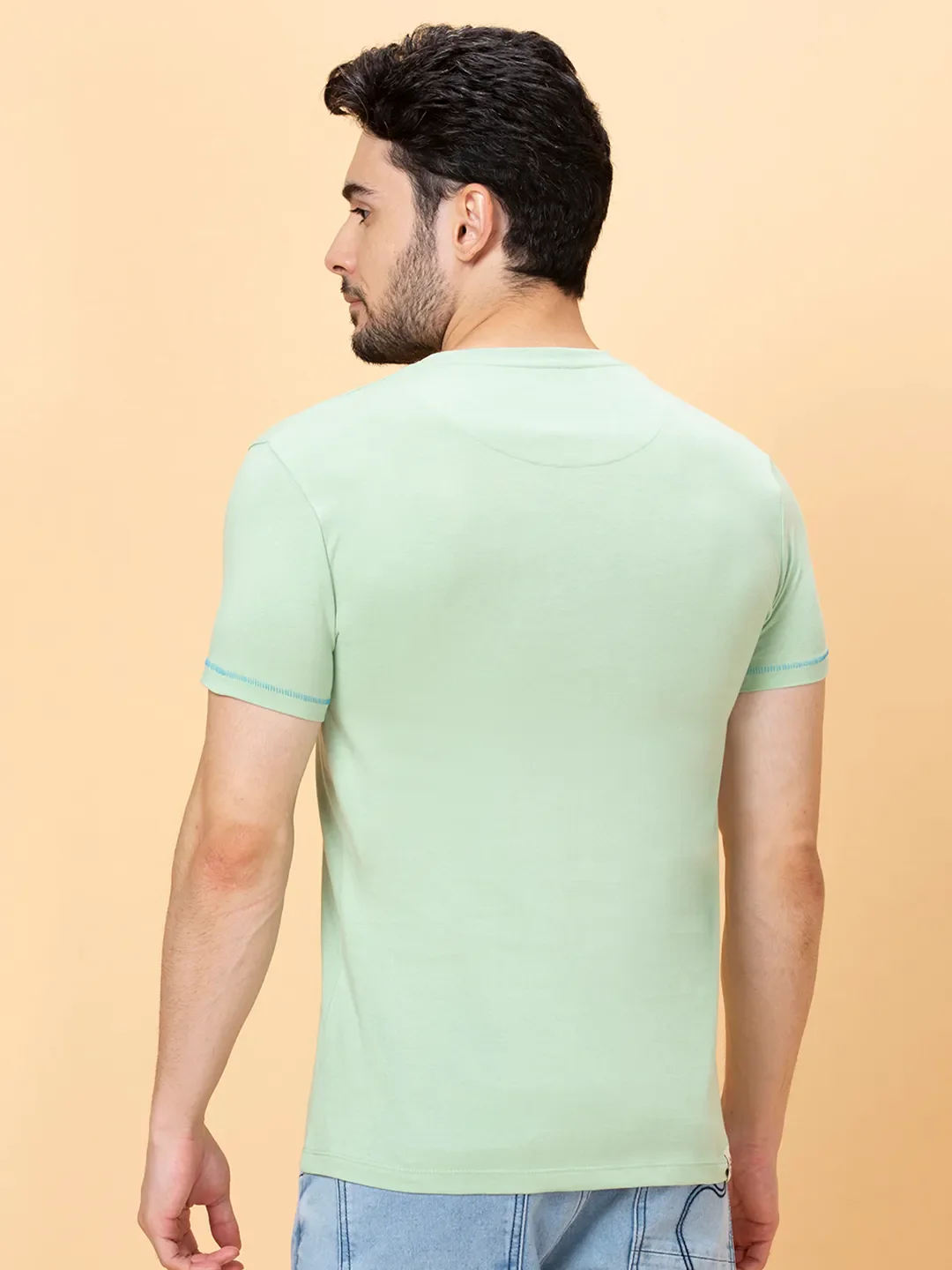 Green Foam Regular Fit Round Neck Men's T-Shirt by Being Human Clothing - Image 3
