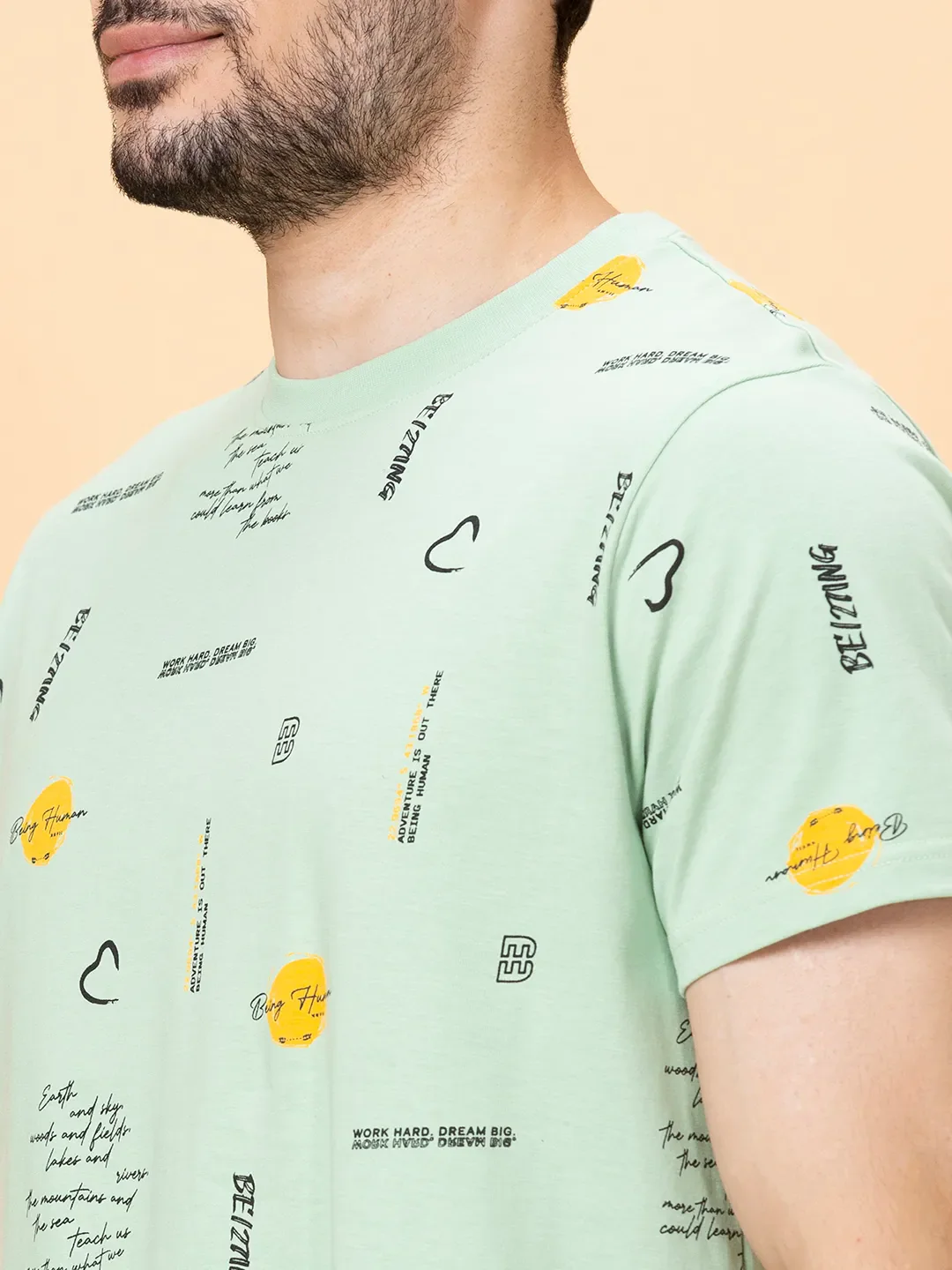 Green Foam Regular Fit Round Neck Men's T-Shirt by Being Human Clothing - Image 5