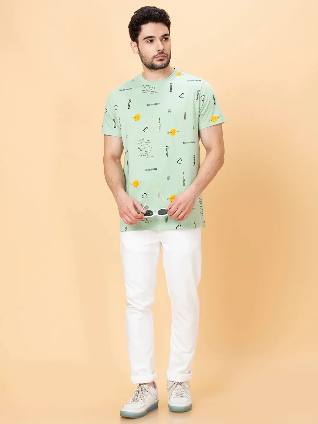 Green Foam Regular Fit Round Neck Men's T-Shirt by Being Human Clothing - Image 6