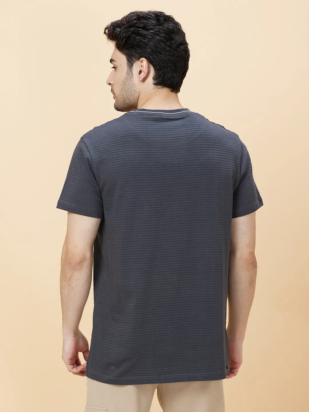 Grey Regular Fit Round Neck Men's T-Shirt by Being Human Clothing - Image 4