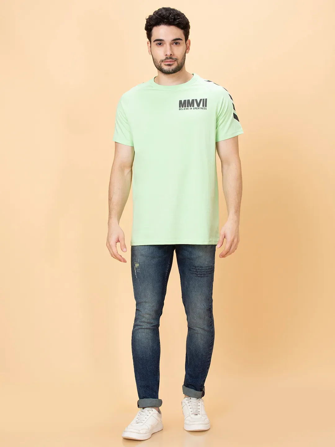 Icy Mint Regular Fit Round Neck Men's T-Shirt by Being Human Clothing - Image 2